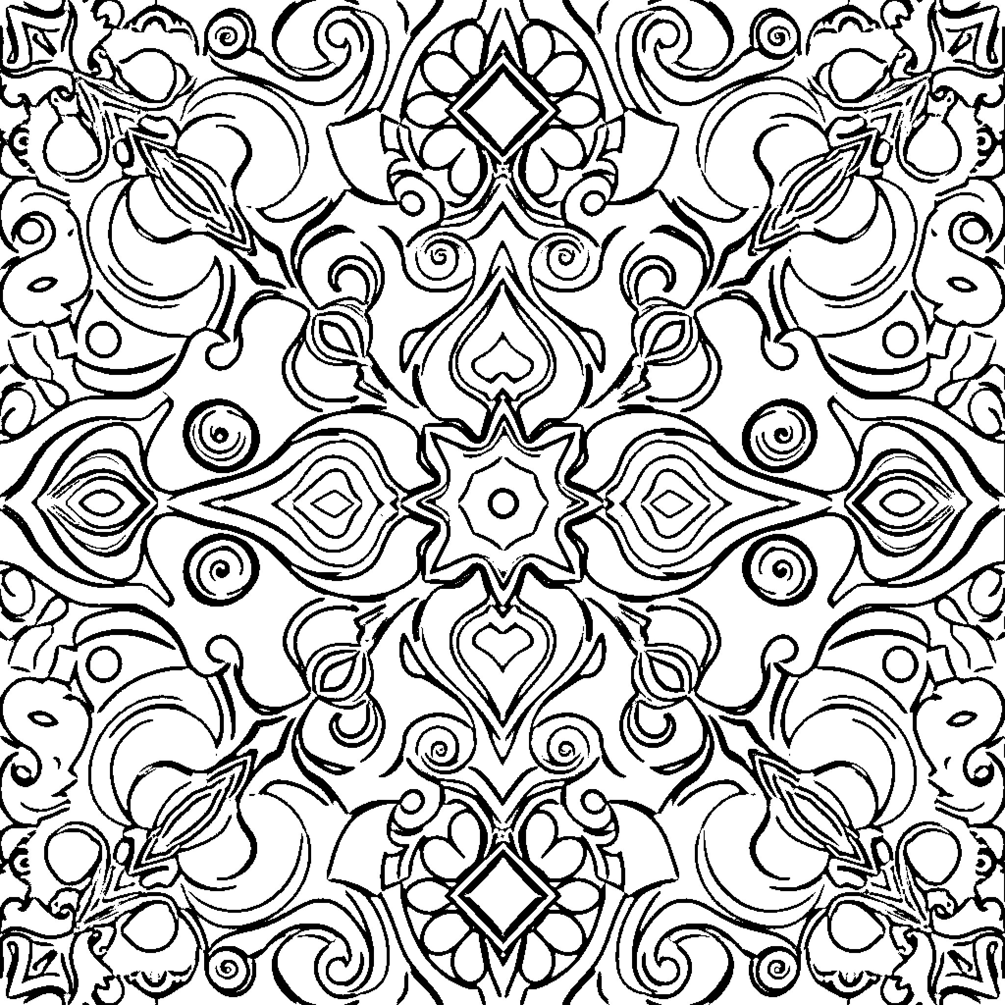 Zia's Intricate Monochrome Tapestry Coloring Page (free black-and-white line drawing printable PDF for all, from beginners to advanced learners, including children, teens, adults, and seniors)