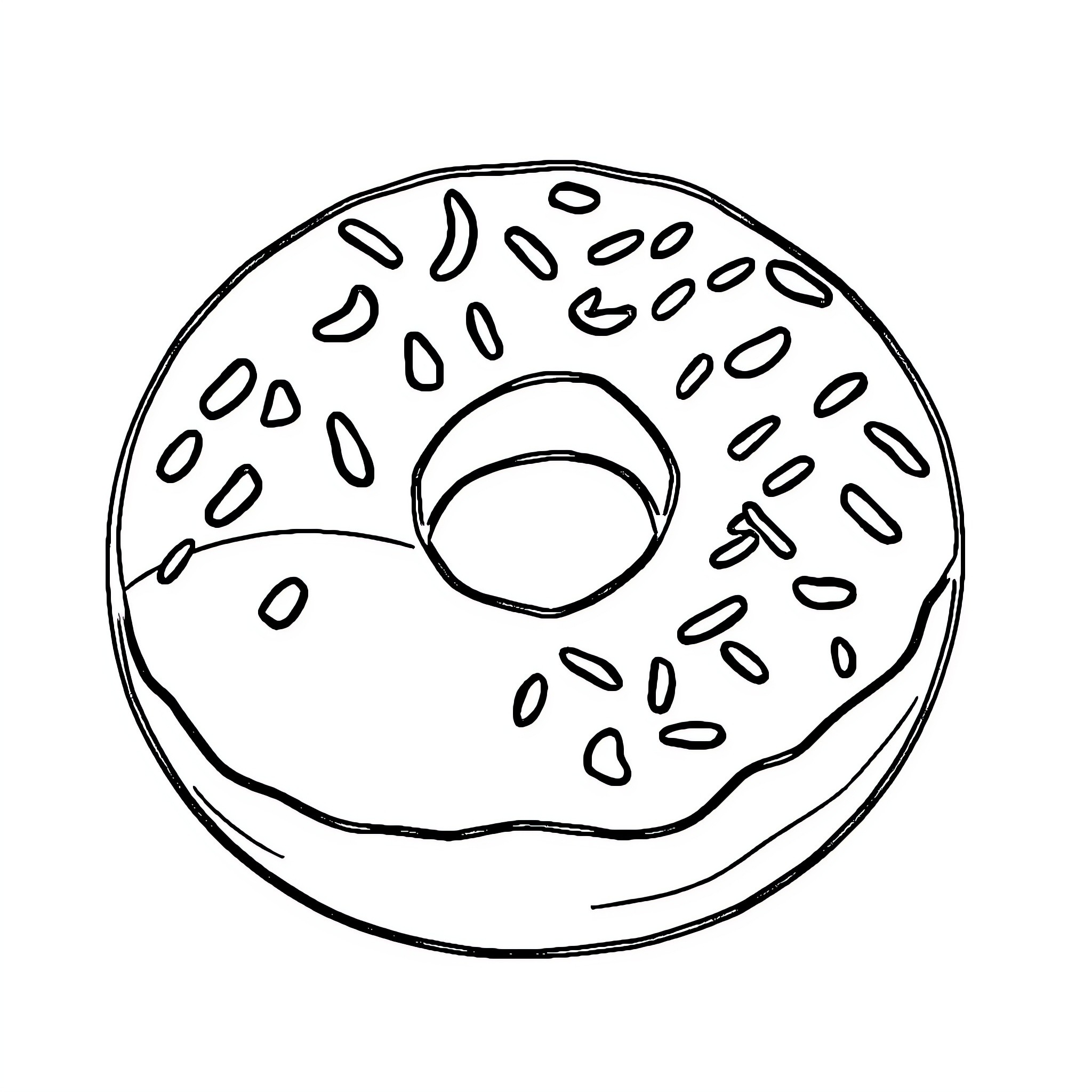 Donut with swirls and sprinkles Coloring Page (free black-and-white line drawing printable PDF for all, from beginners to advanced learners, including children, teens, adults, and seniors)