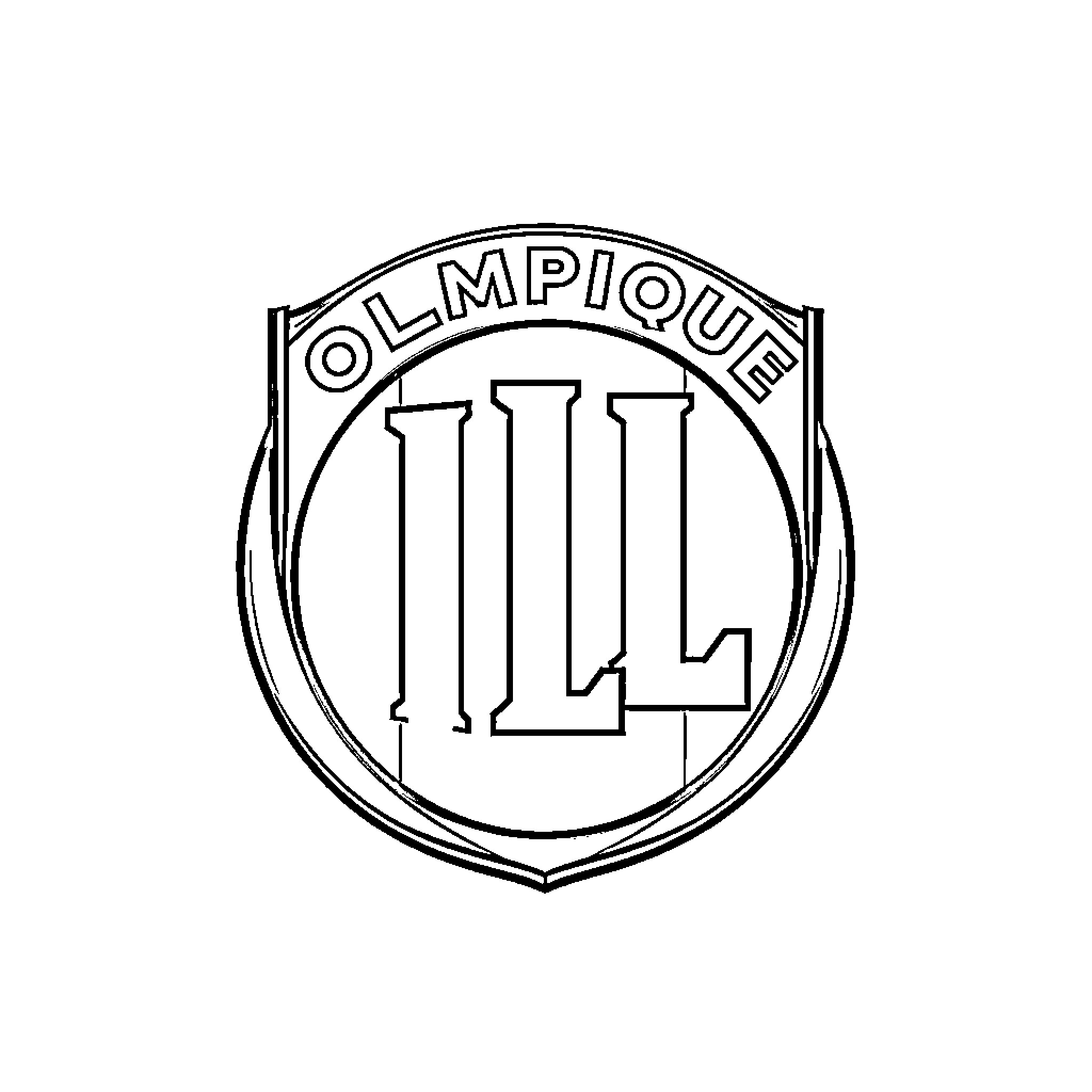 Olympique Lyonnais official club crest emblem Coloring Page (free black-and-white line drawing printable PDF for all, from beginners to advanced learners, including children, teens, adults, and seniors)