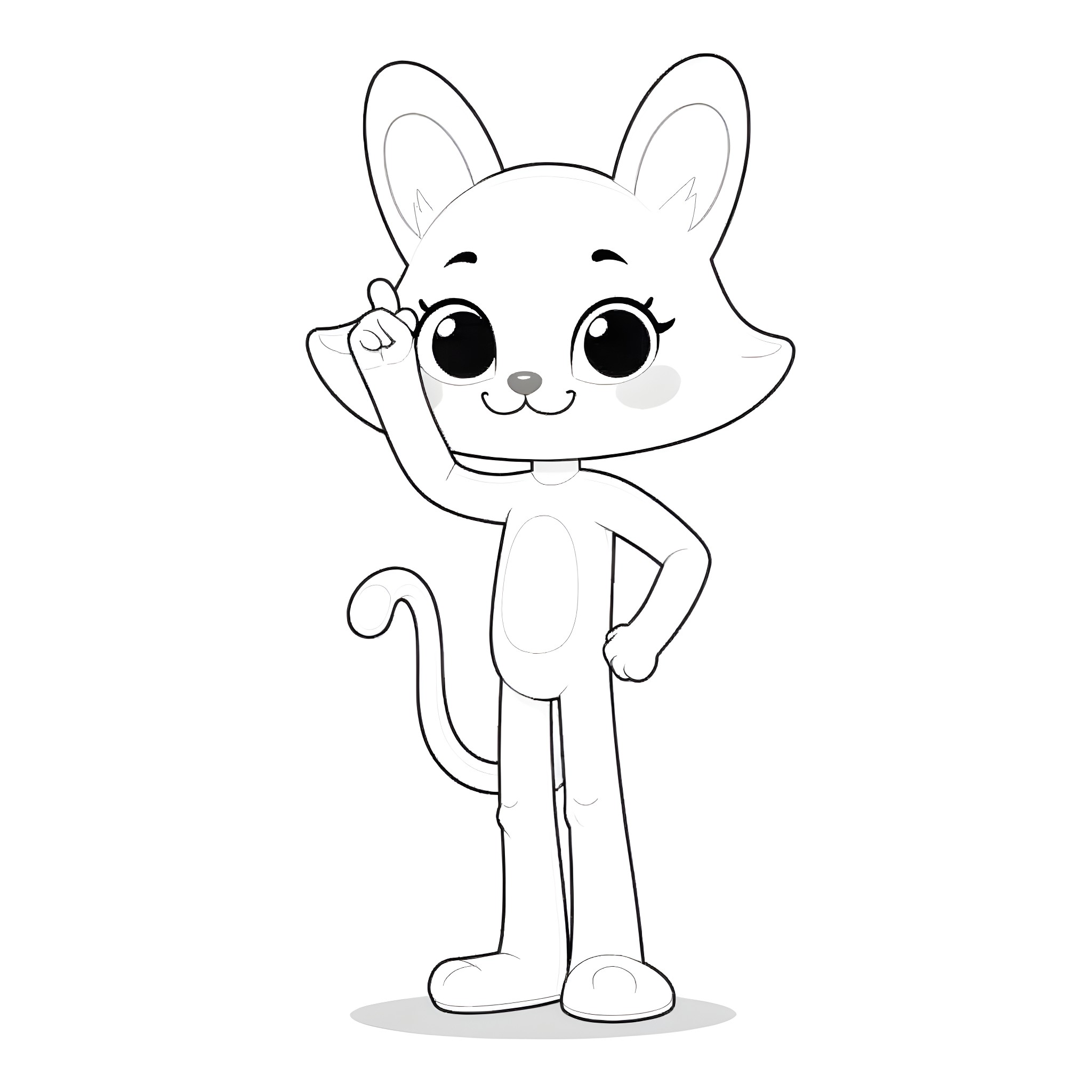 Moveistarplanet Character Waving Happily Coloring Page (free black-and-white line drawing printable PDF for all, from beginners to advanced learners, including children, teens, adults, and seniors)