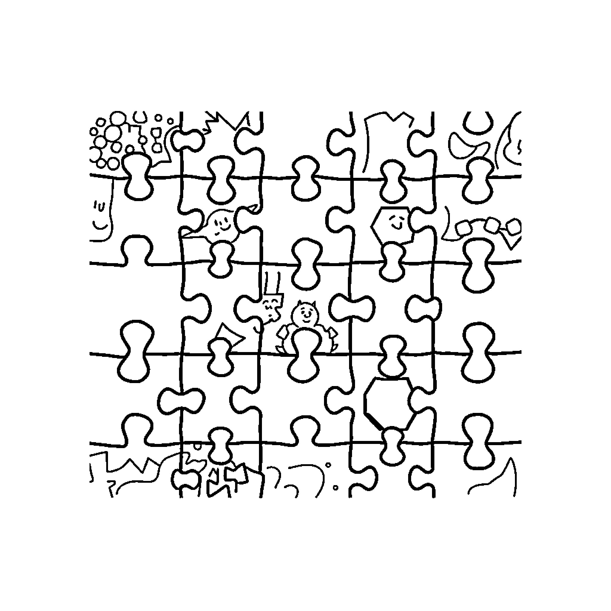 Number Abstract Puzzle Pattern Arrangement Coloring Page (free black-and-white line drawing printable PDF for all, from beginners to advanced learners, including children, teens, adults, and seniors)