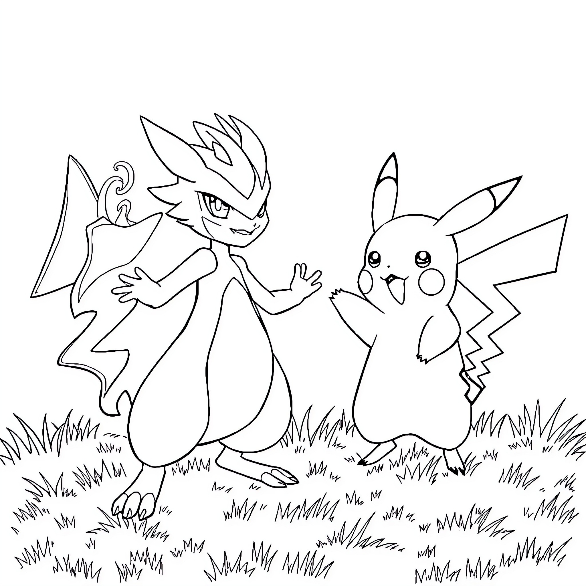 Aqualie - Friendly Pokémon Adventure Coloring Page (free black-and-white line drawing printable PDF for all, from beginners to advanced learners, including children, teens, adults, and seniors)