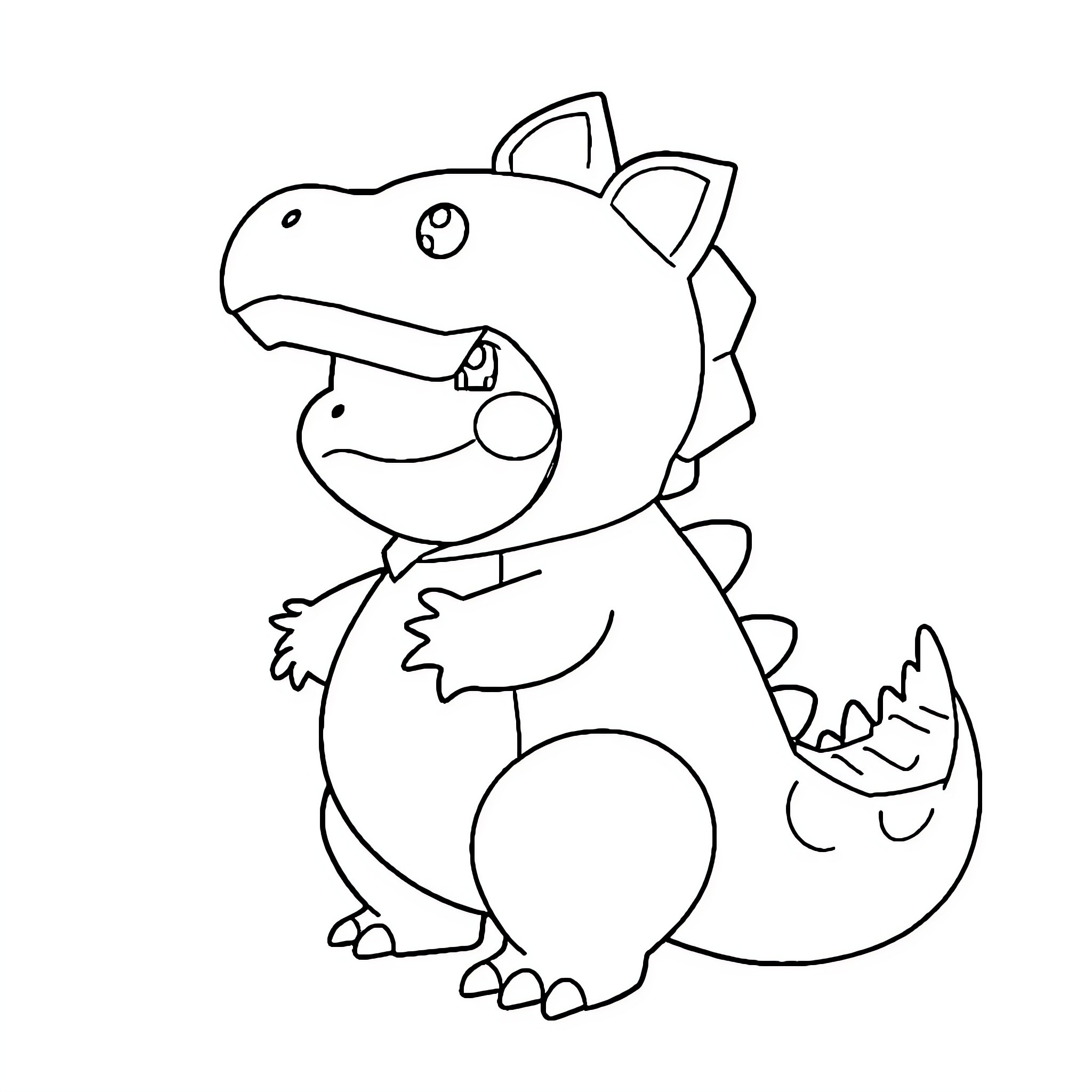 Snorlax coloring page with a smiling dragon Coloring Page (free black-and-white line drawing printable PDF for all, from beginners to advanced learners, including children, teens, adults, and seniors)