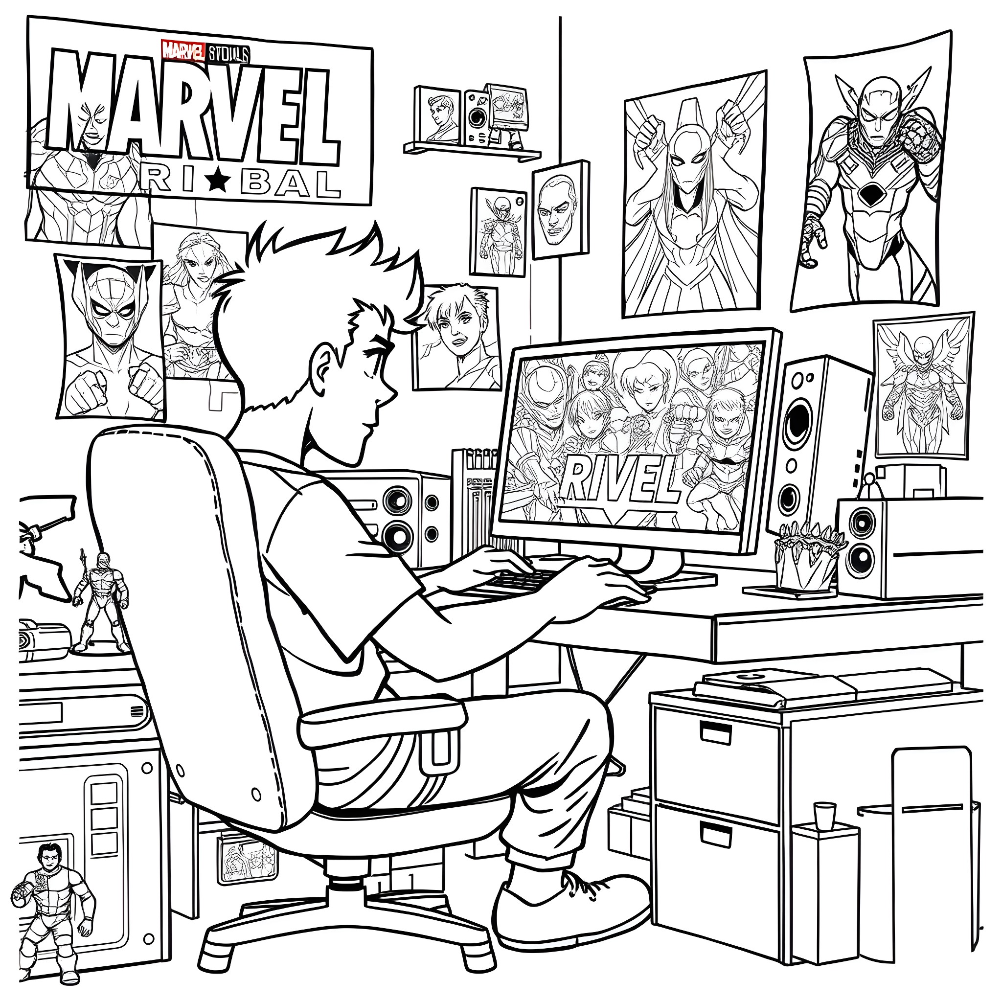Griff's Marvel Coloring Corner Coloring Page (free black-and-white line drawing printable PDF for all, from beginners to advanced learners, including children, teens, adults, and seniors)