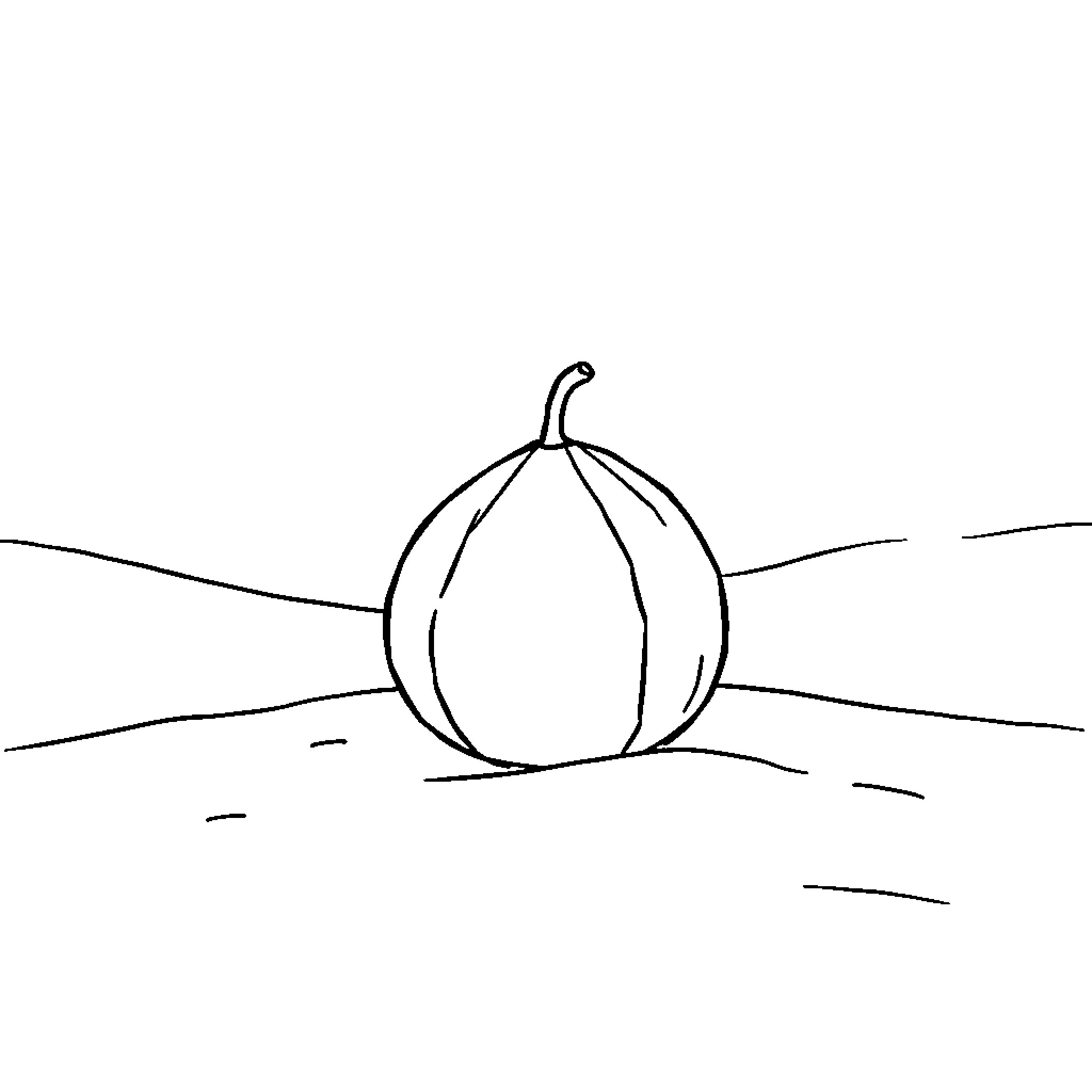 Melon in simple landscape Coloring Page (free black-and-white line drawing printable PDF for all, from beginners to advanced learners, including children, teens, adults, and seniors)