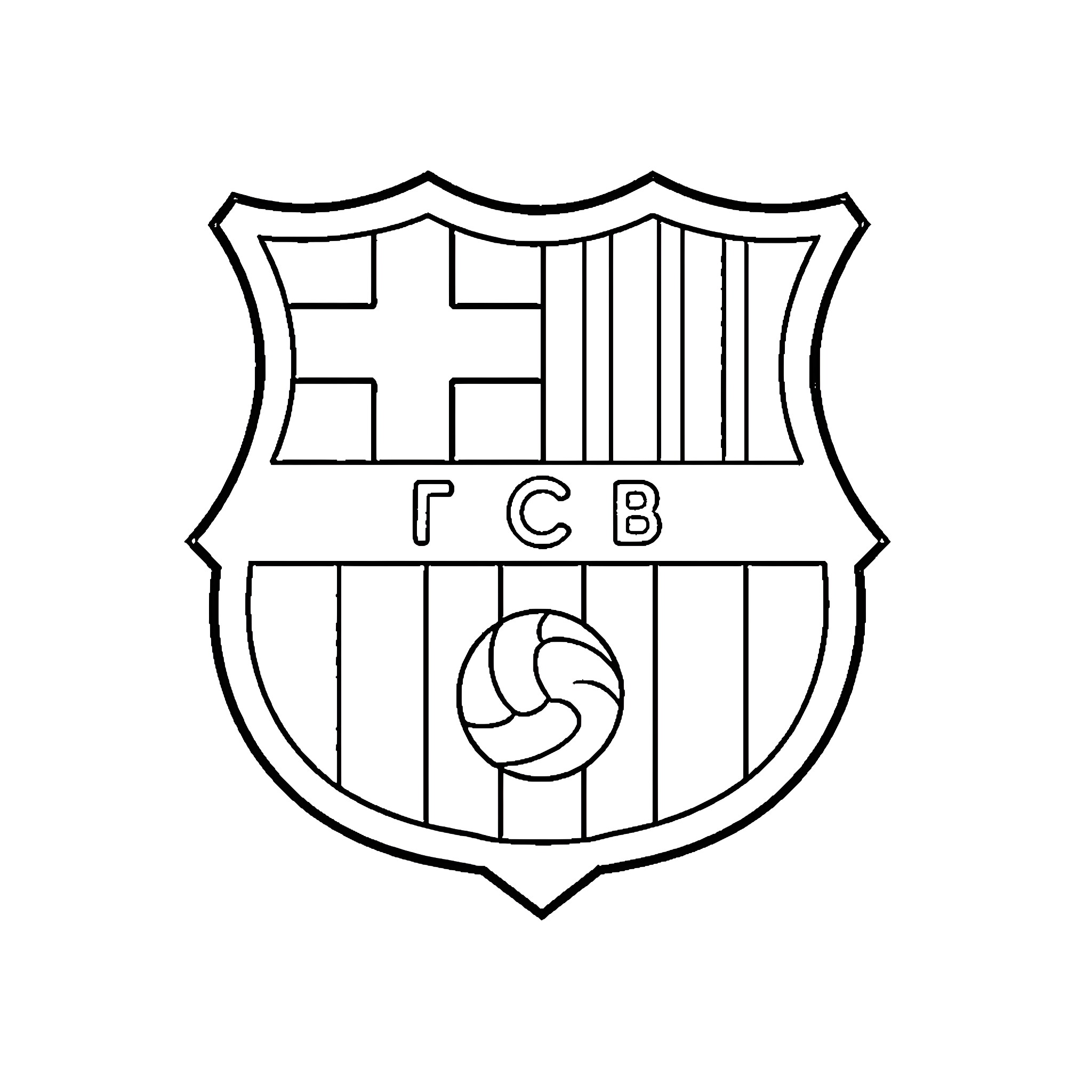 Fc Barcelona Club Crest Coloring Page (free black-and-white line drawing printable PDF for all, from beginners to advanced learners, including children, teens, adults, and seniors)