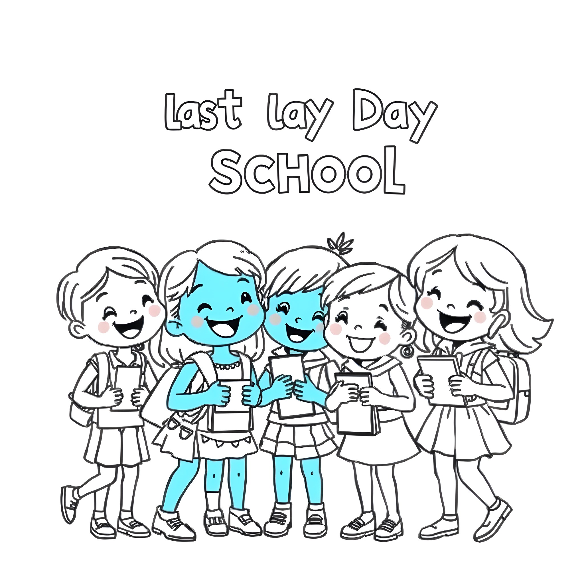Bluey's Last School Day Coloring Page (free black-and-white line drawing printable PDF for all, from beginners to advanced learners, including children, teens, adults, and seniors)