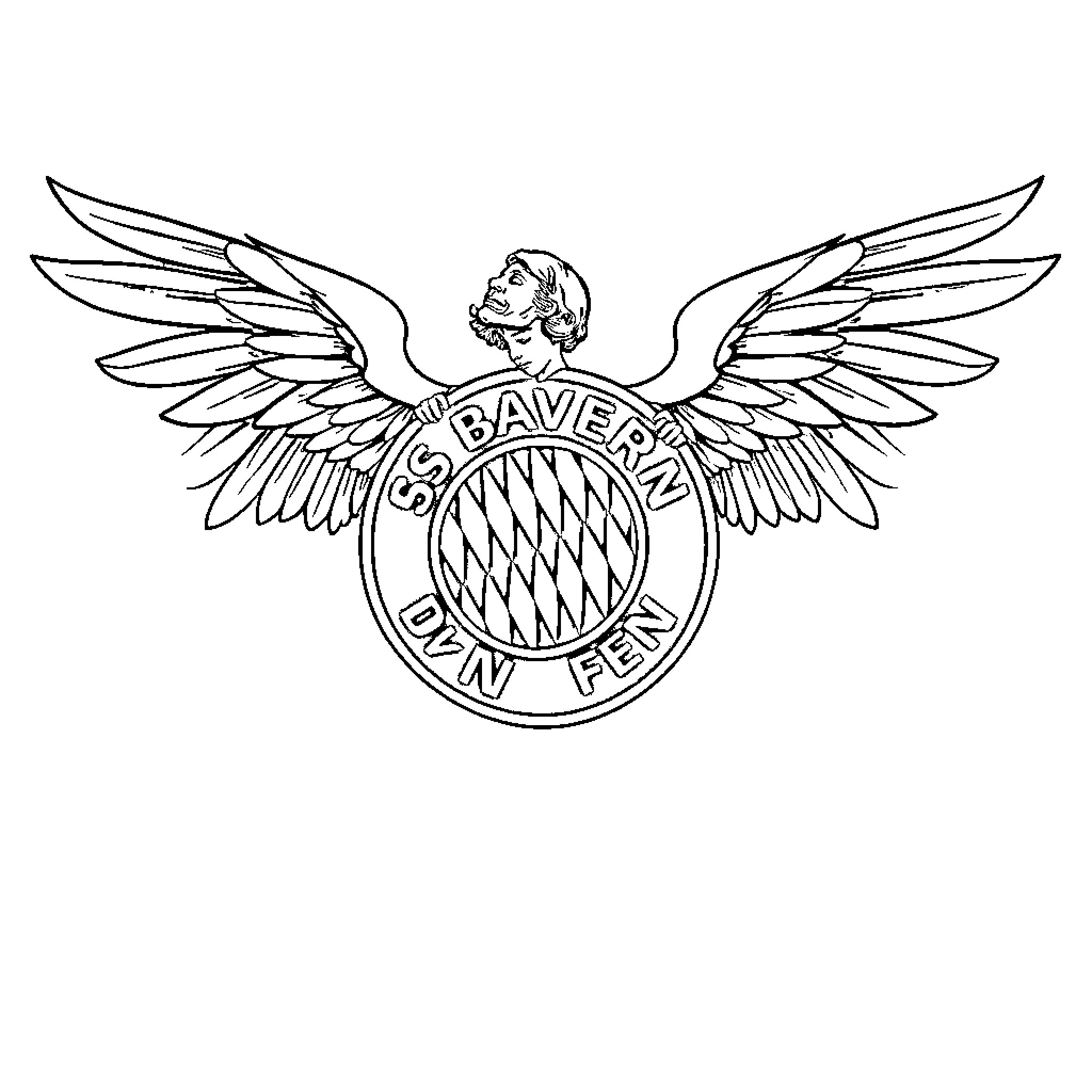 Archangel with Heraldic Shield and Outstretched Wings Coloring Page (free black-and-white line drawing printable PDF for all, from beginners to advanced learners, including children, teens, adults, and seniors)