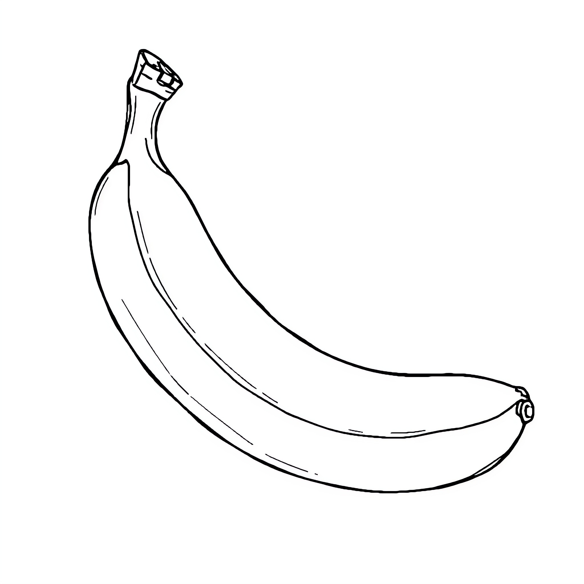 Banana in simple line art form Coloring Page (free black-and-white line drawing printable PDF for all, from beginners to advanced learners, including children, teens, adults, and seniors)