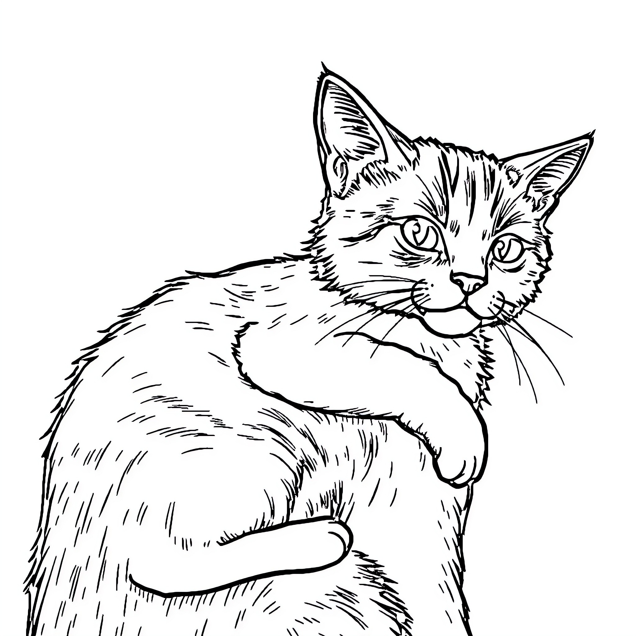 Dog sitting calmly and alert Coloring Page (free black-and-white line drawing printable PDF for all, from beginners to advanced learners, including children, teens, adults, and seniors)
