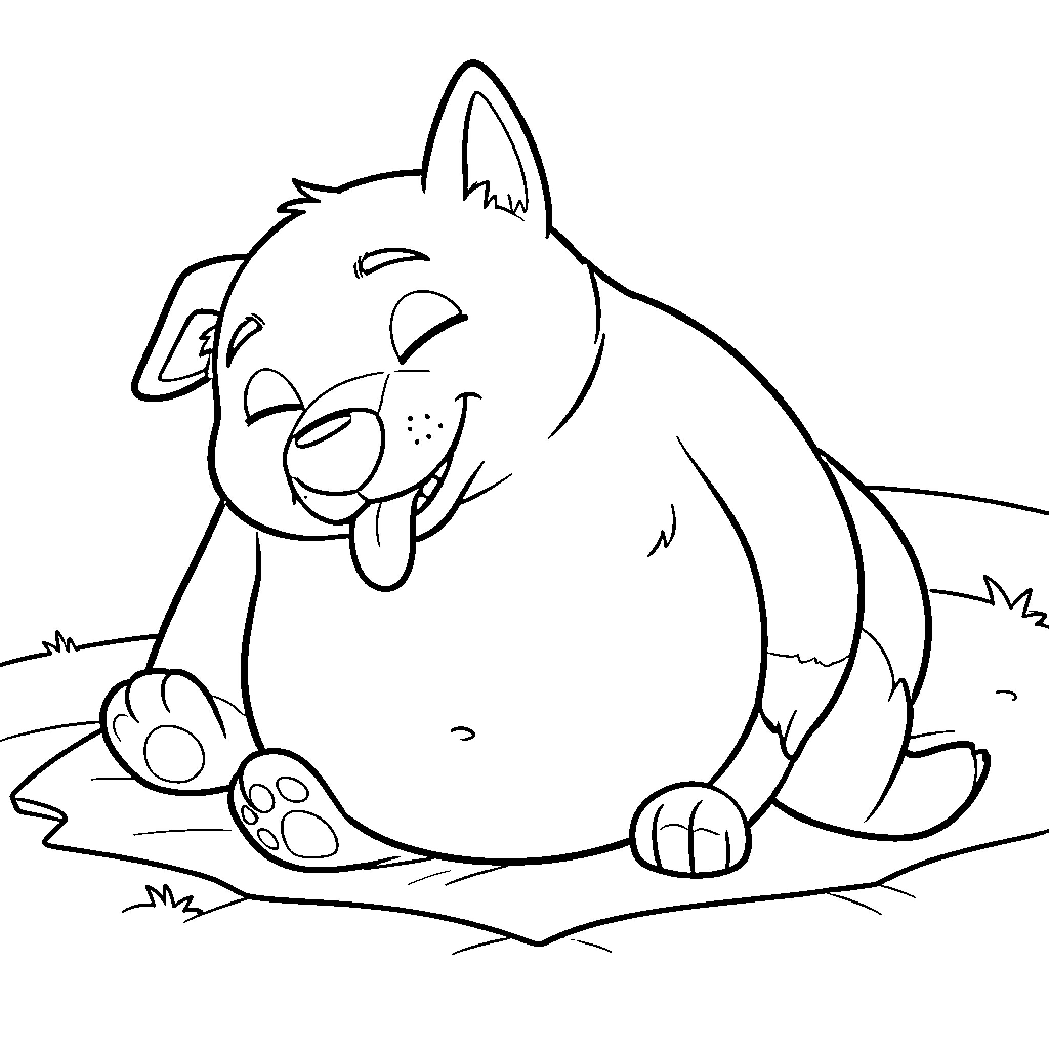 Rubble of a playful cat in the park Coloring Page (free black-and-white line drawing printable PDF for all, from beginners to advanced learners, including children, teens, adults, and seniors)