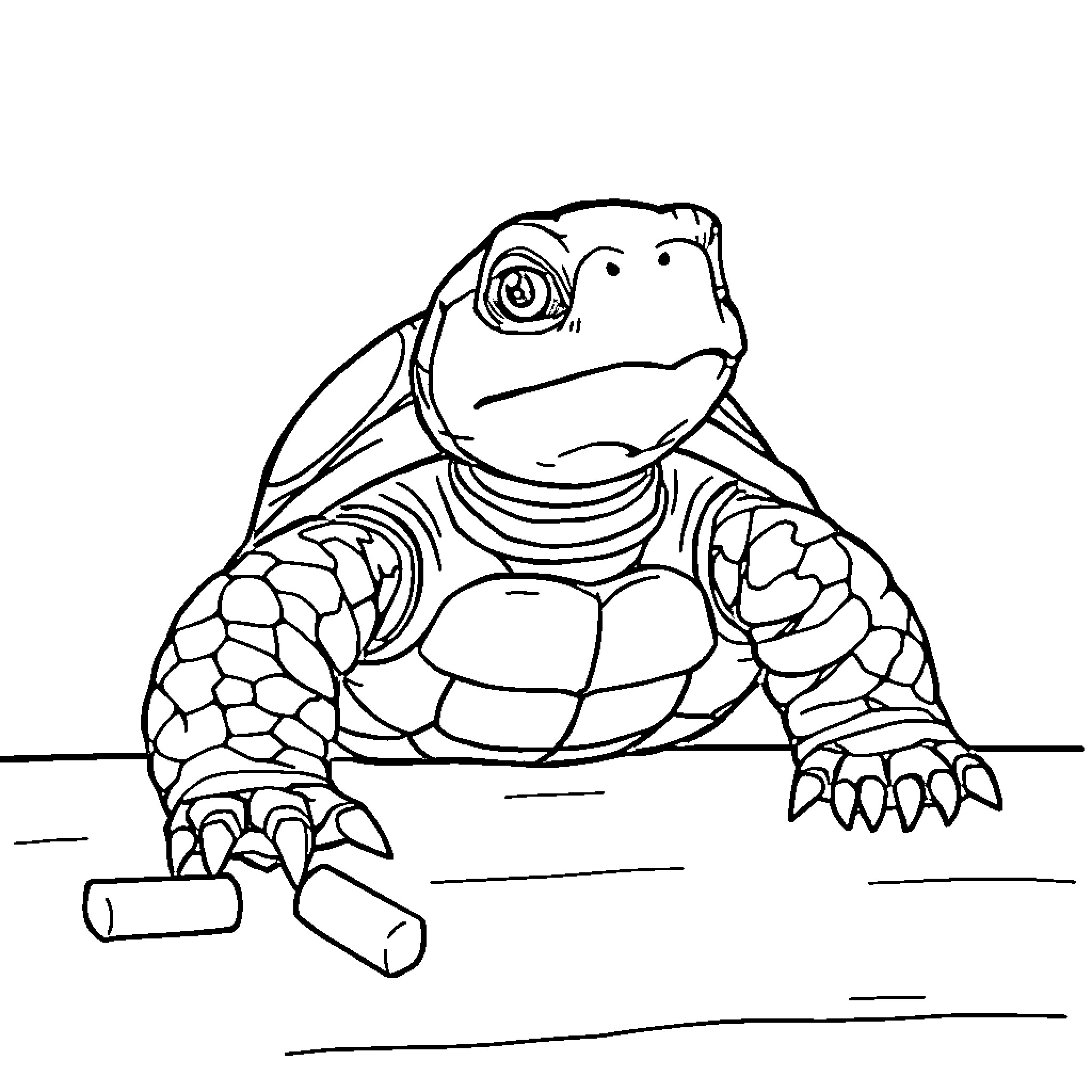 Turtle wearing a cute outfit Coloring Page (free black-and-white line drawing printable PDF for all, from beginners to advanced learners, including children, teens, adults, and seniors)
