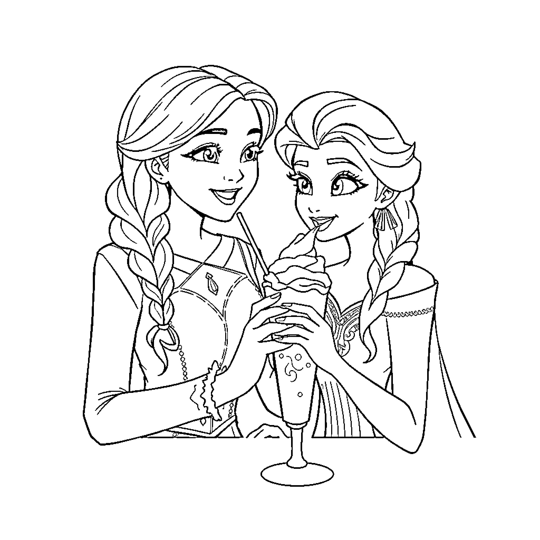 Mira's Magical Sisterly Bond Coloring Page (free black-and-white line drawing printable PDF for all, from beginners to advanced learners, including children, teens, adults, and seniors)