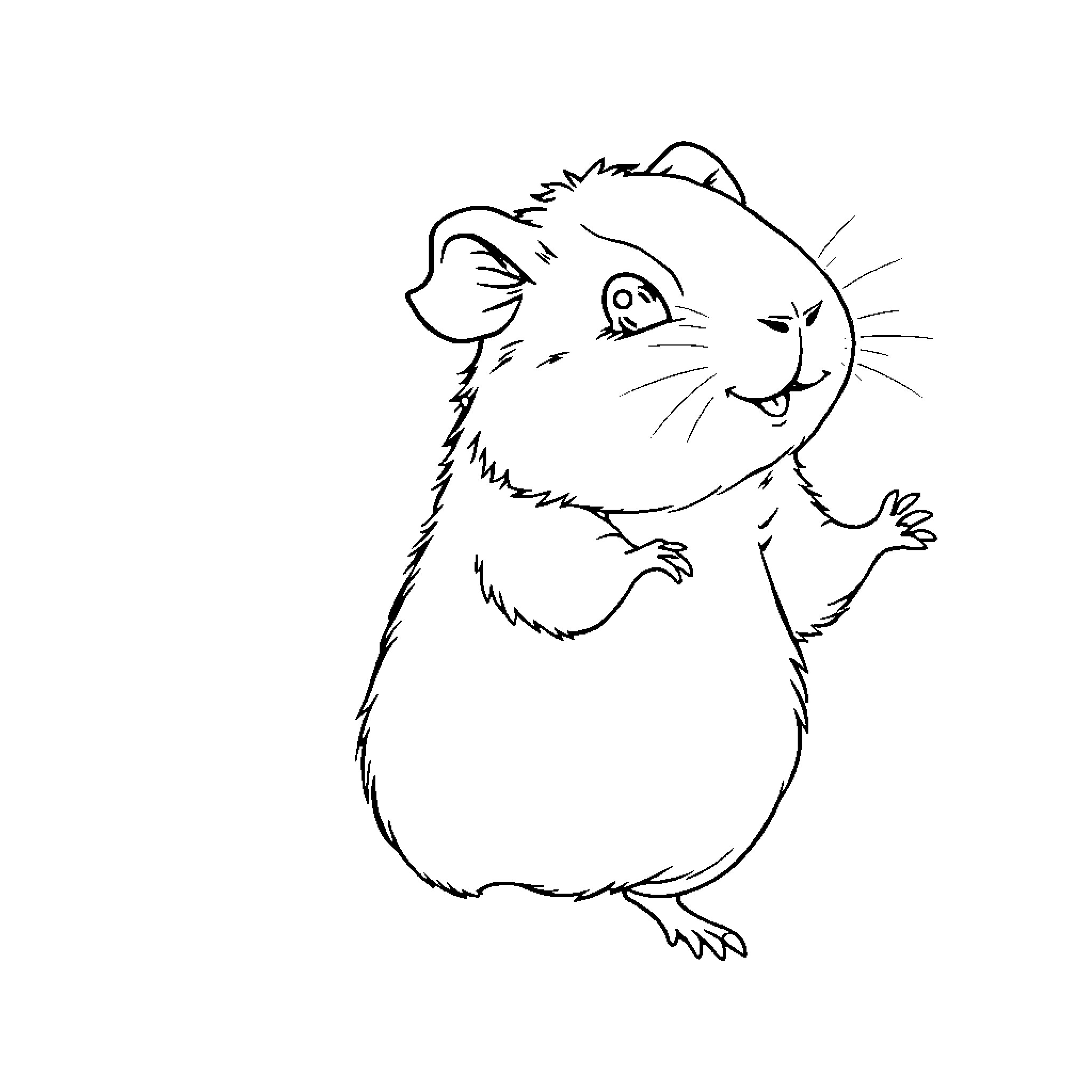 Guinea Pig showing excitement Coloring Page (free black-and-white line drawing printable PDF for all, from beginners to advanced learners, including children, teens, adults, and seniors)