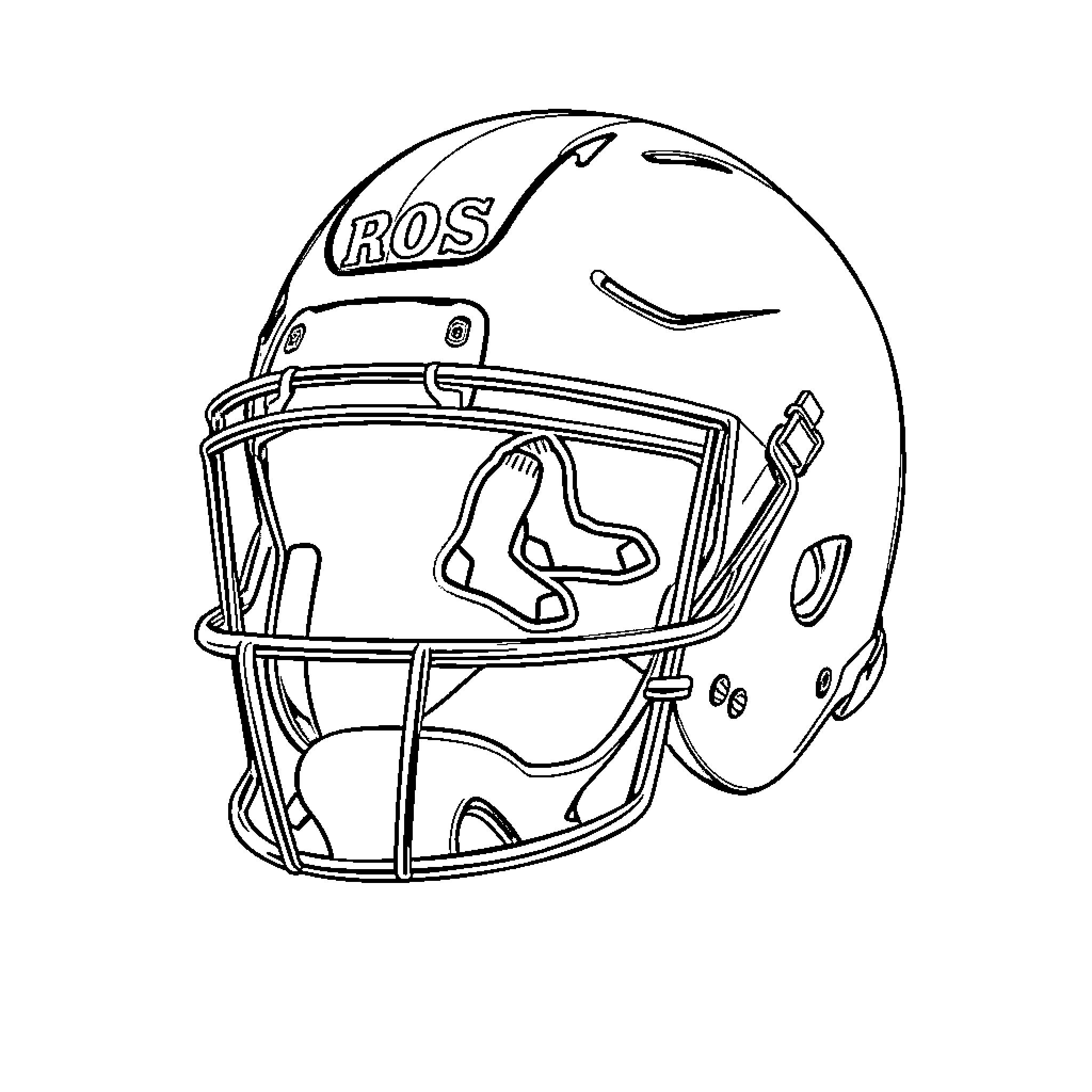 Helmet with sports logo and design Coloring Page (free black-and-white line drawing printable PDF for all, from beginners to advanced learners, including children, teens, adults, and seniors)