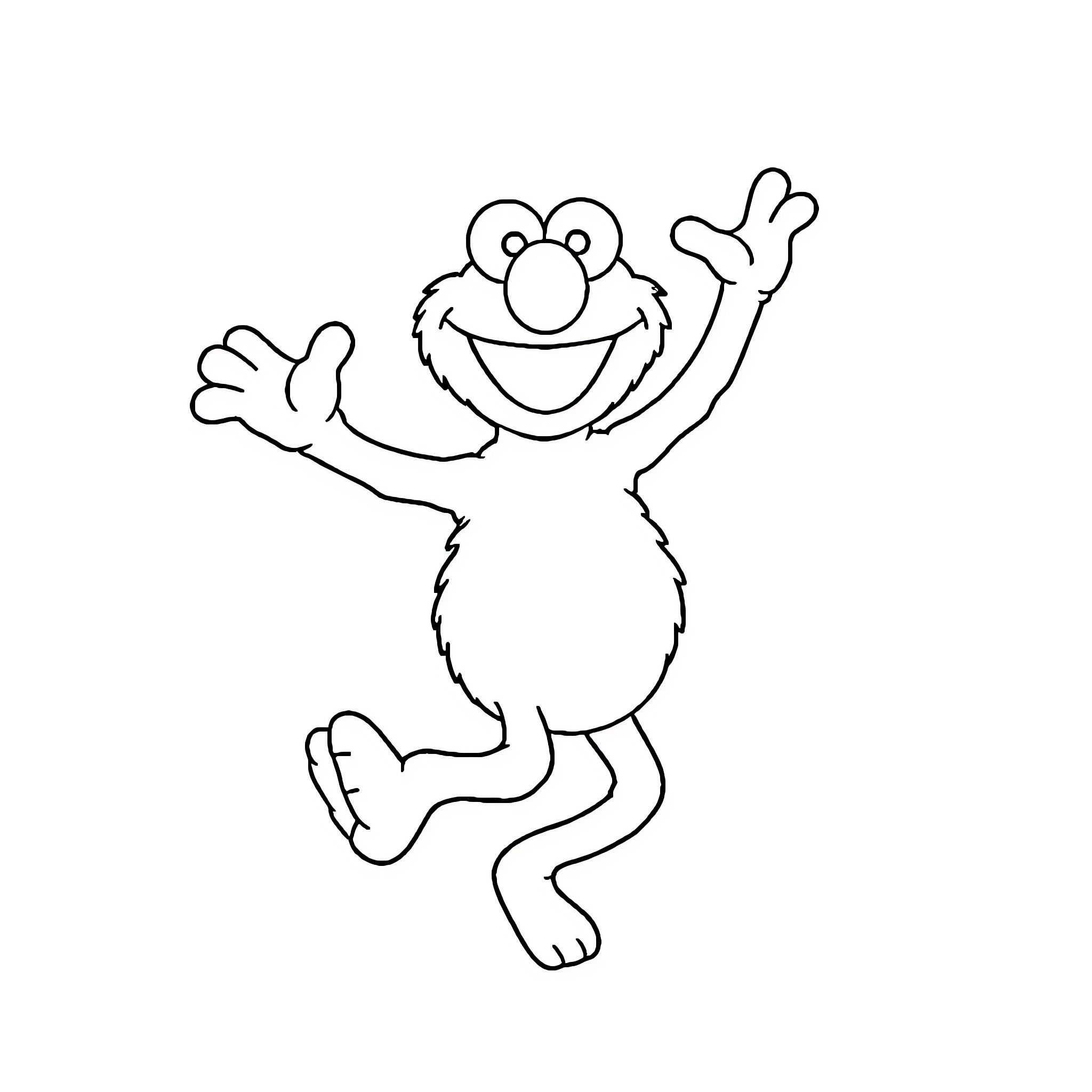 Elmo joyfully jumping with excitement Coloring Page (free black-and-white line drawing printable PDF for all, from beginners to advanced learners, including children, teens, adults, and seniors)