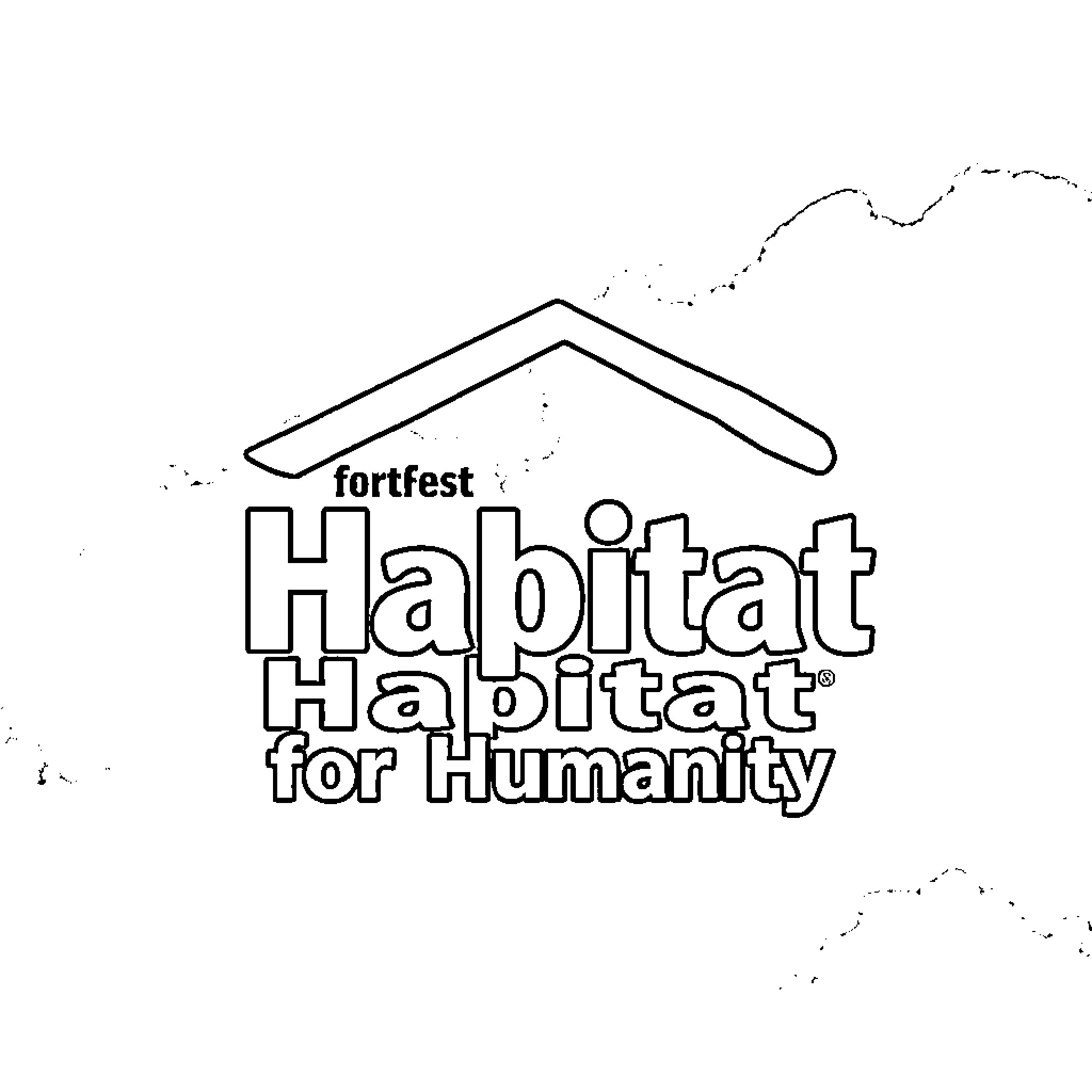 Logo for Habitat for Humanity organization Coloring Page (free black-and-white line drawing printable PDF for all, from beginners to advanced learners, including children, teens, adults, and seniors)