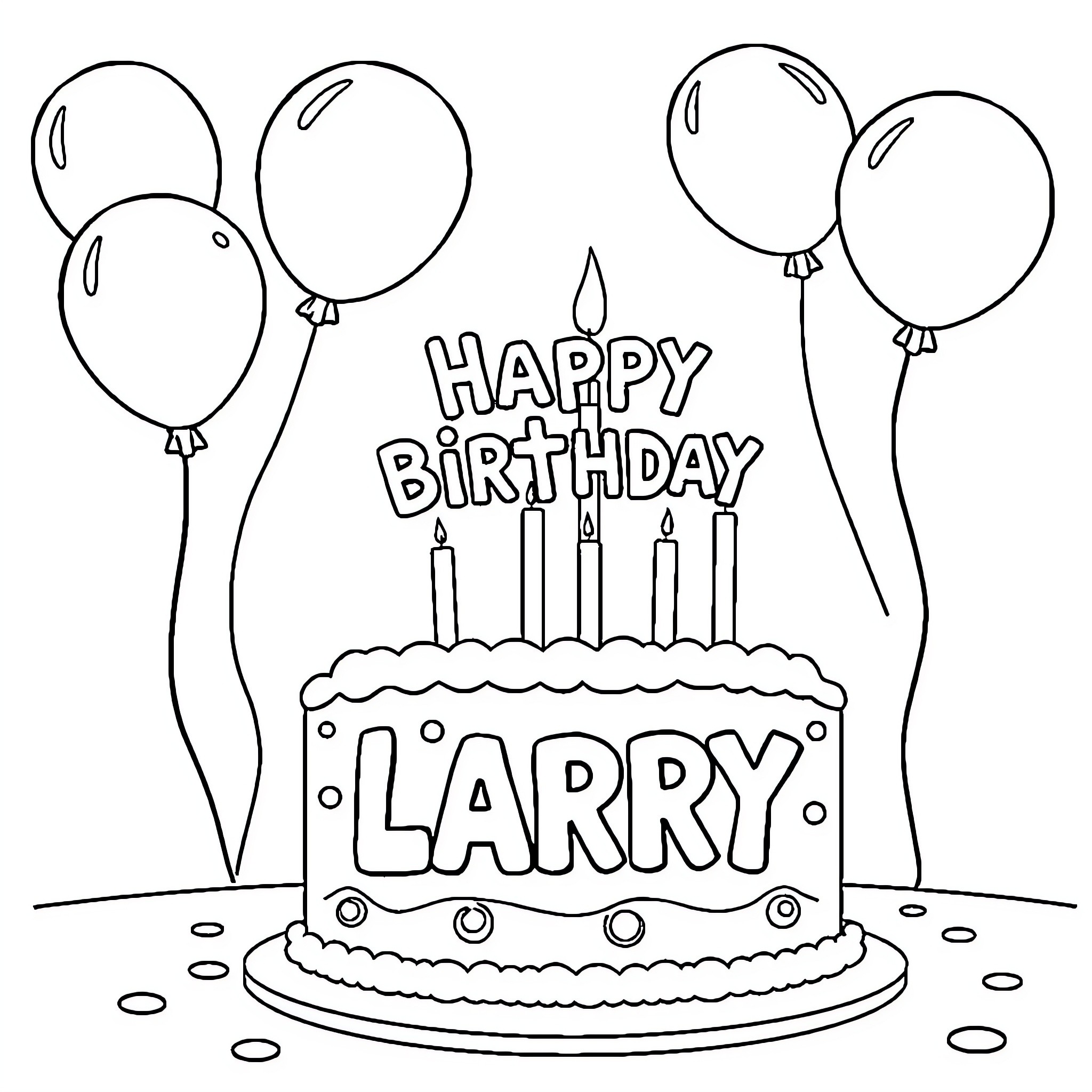 Birthday celebration with cake and balloons Coloring Page (free black-and-white line drawing printable PDF for all, from beginners to advanced learners, including children, teens, adults, and seniors)