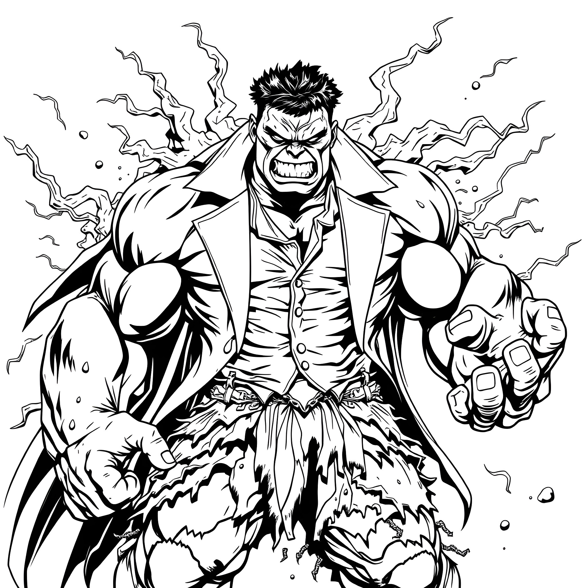 Skulk of the Furious Hulk in Action Coloring Page (free black-and-white line drawing printable PDF for all, from beginners to advanced learners, including children, teens, adults, and seniors)
