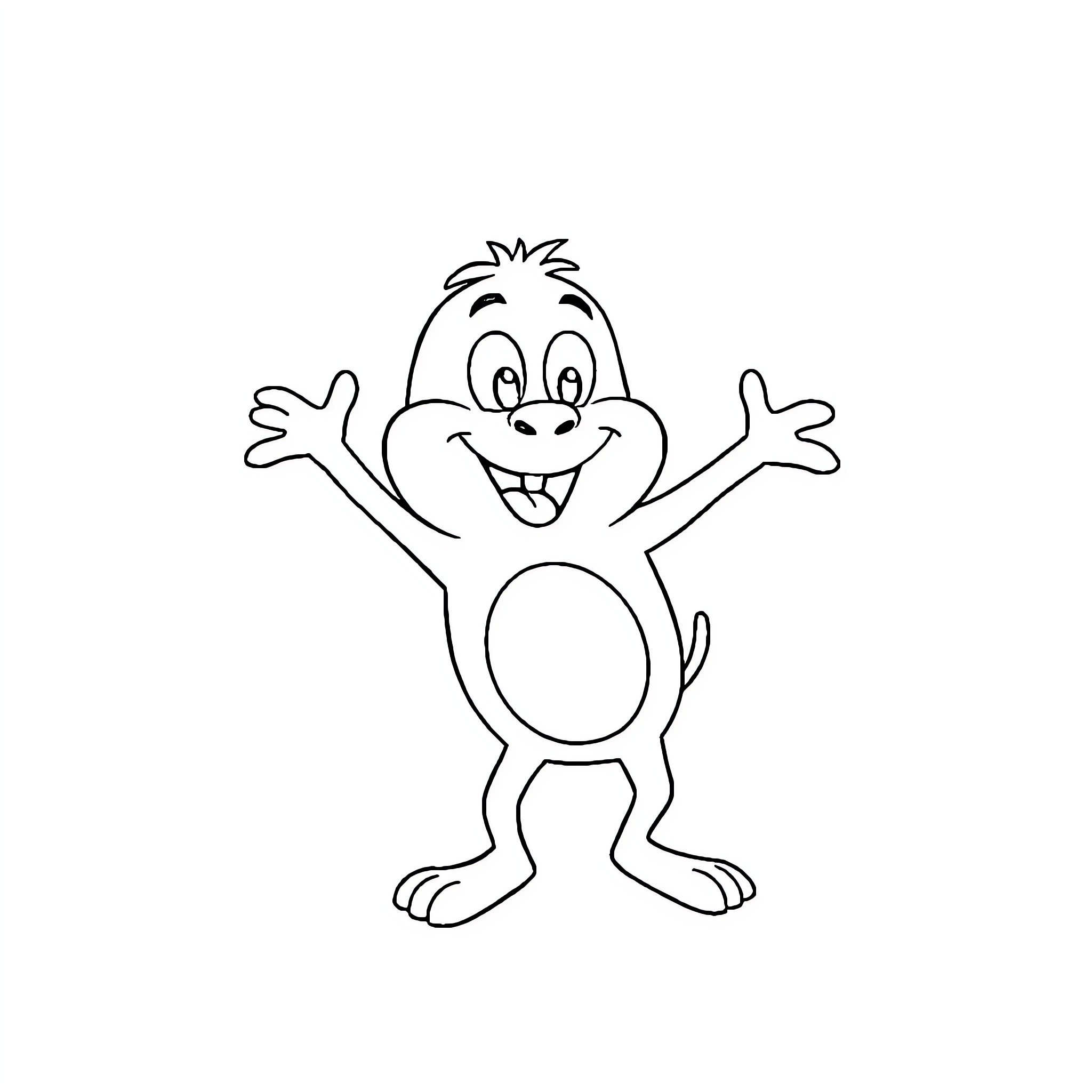 Mamik the Cheerful Cartoon Character Coloring Page (free black-and-white line drawing printable PDF for all, from beginners to advanced learners, including children, teens, adults, and seniors)