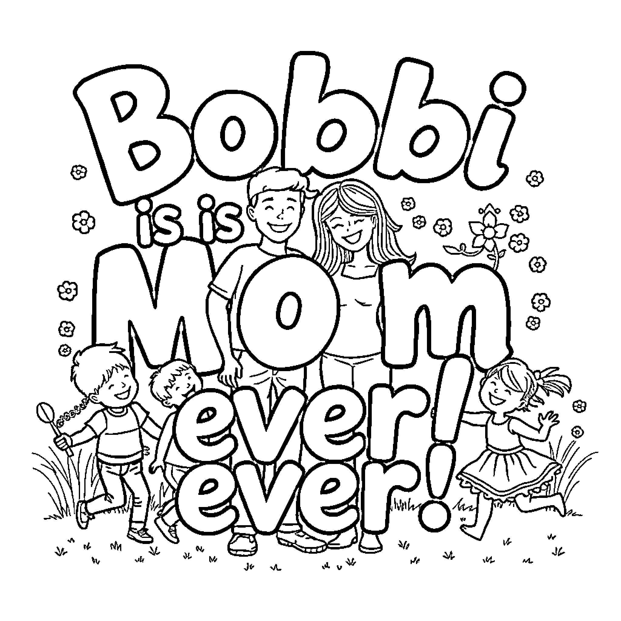 Mom and child in happy family moment Coloring Page (free black-and-white line drawing printable PDF for all, from beginners to advanced learners, including children, teens, adults, and seniors)
