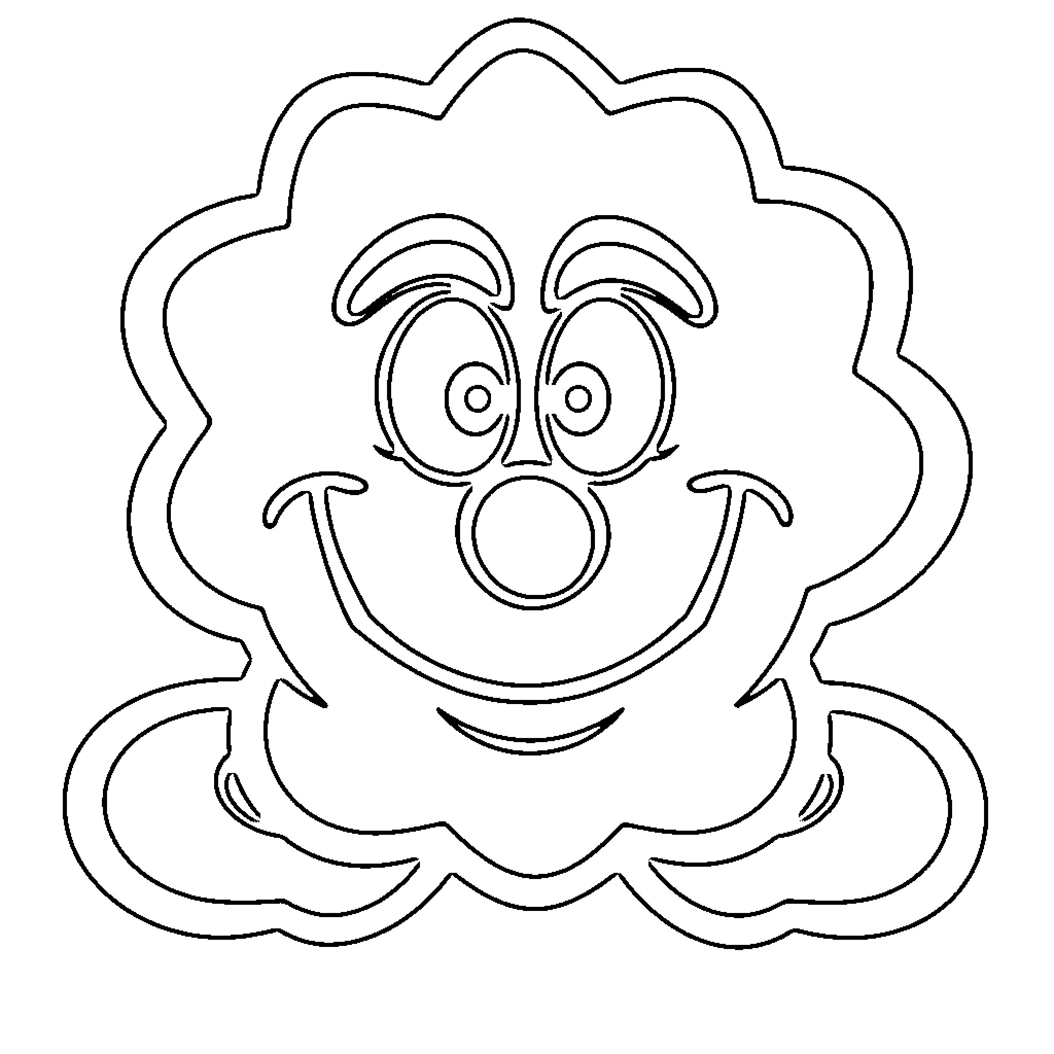 Symbol of Whimsical Clown Face Coloring Page (free black-and-white line drawing printable PDF for all, from beginners to advanced learners, including children, teens, adults, and seniors)