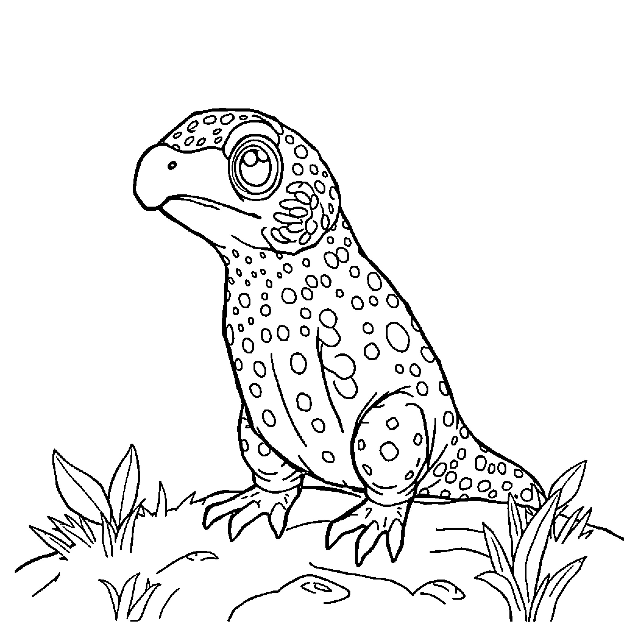 Spider spotted in the grassland Coloring Page (free black-and-white line drawing printable PDF for all, from beginners to advanced learners, including children, teens, adults, and seniors)
