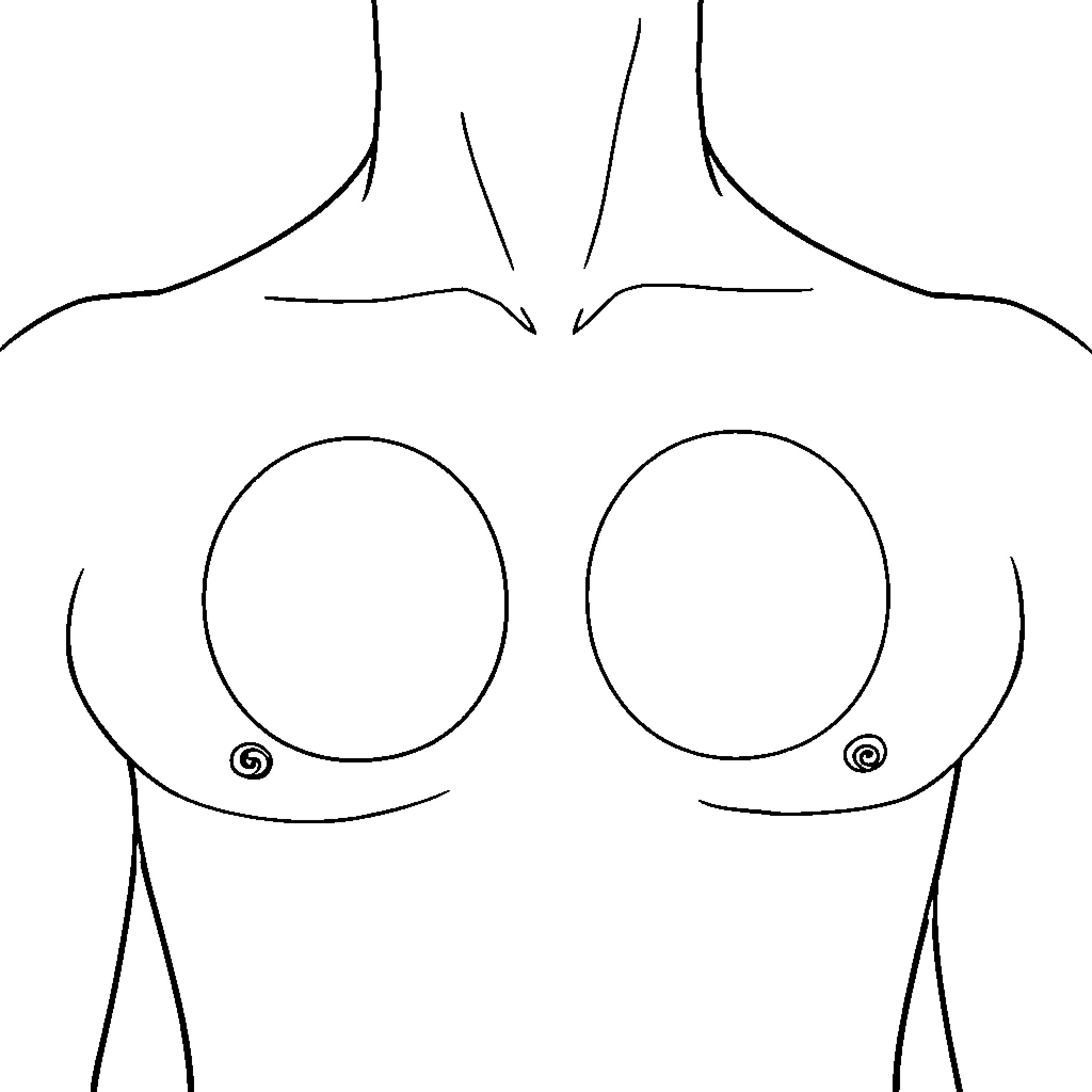 Breast outline simple drawing Coloring Page (free black-and-white line drawing printable PDF for all, from beginners to advanced learners, including children, teens, adults, and seniors)