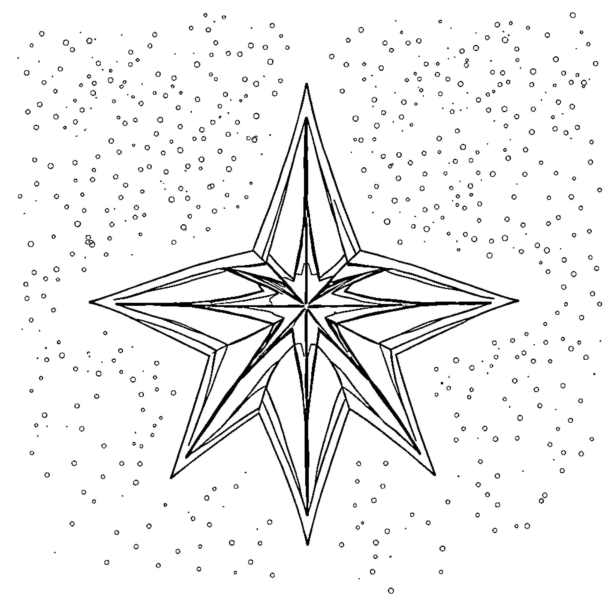 Star-shaped geometric figure with dotted background Coloring Page (free black-and-white line drawing printable PDF for all, from beginners to advanced learners, including children, teens, adults, and seniors)