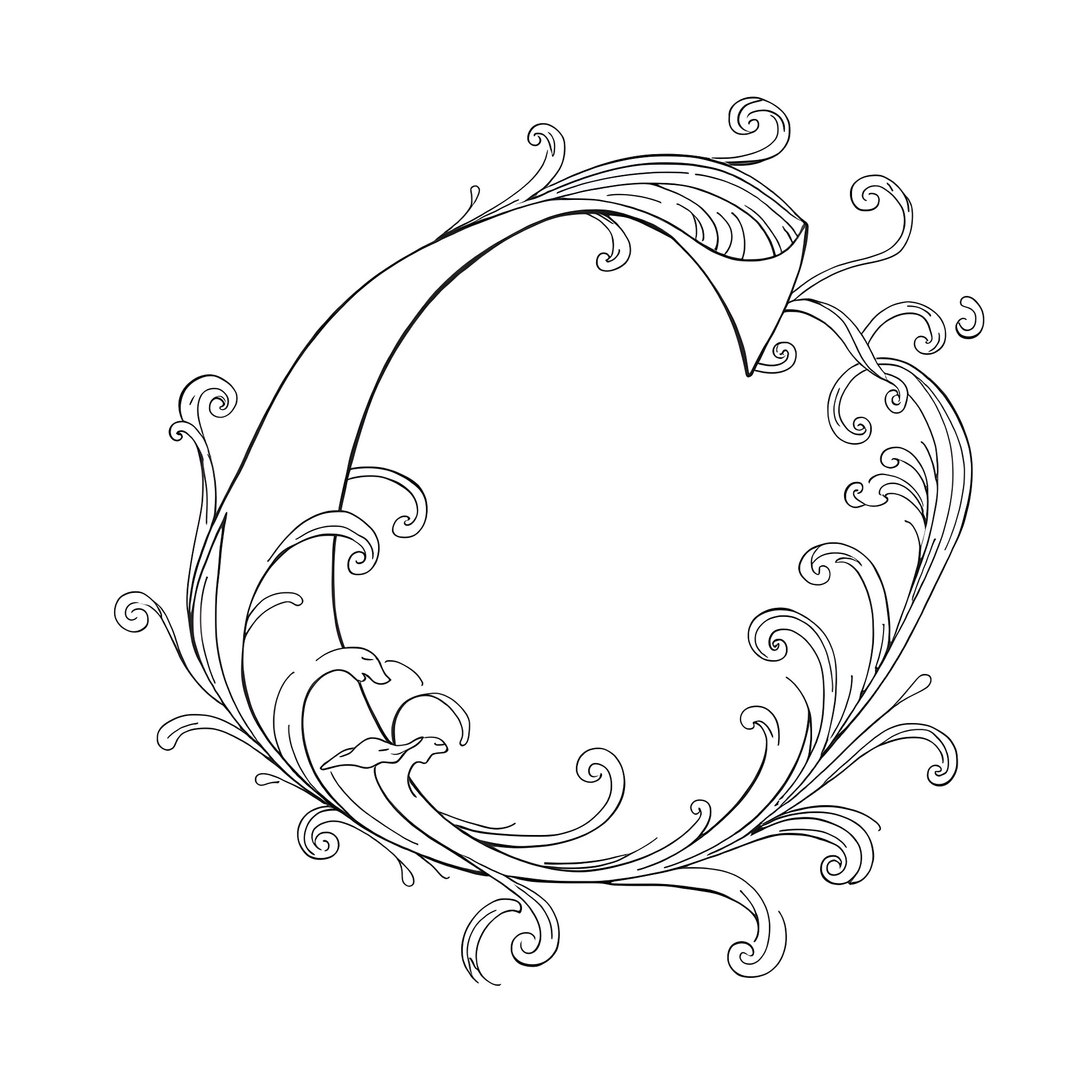 Captivating Curvy Calligraphic Composition Coloring Page (free black-and-white line drawing printable PDF for all, from beginners to advanced learners, including children, teens, adults, and seniors)