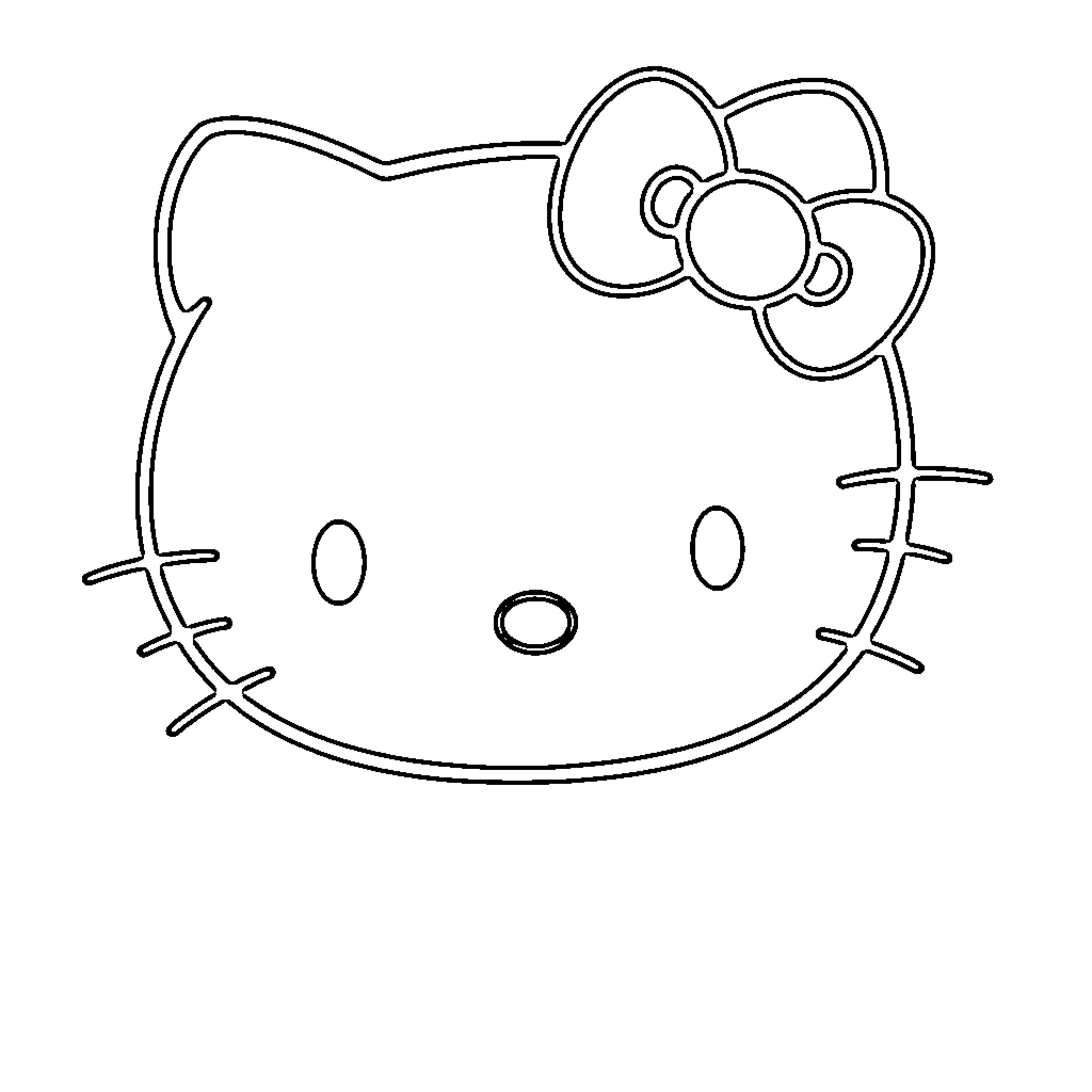 Hello Kitty in Outline Coloring Page (free black-and-white line drawing printable PDF for all, from beginners to advanced learners, including children, teens, adults, and seniors)