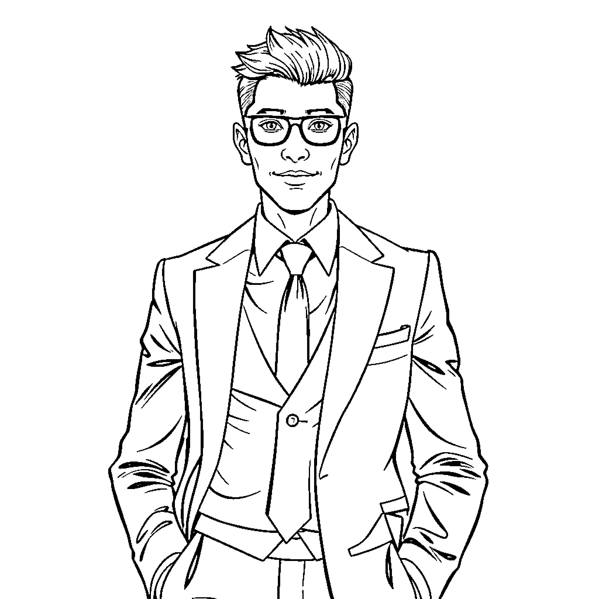 Malachi Barton in professional attire with confident expression Coloring Page (free black-and-white line drawing printable PDF for all, from beginners to advanced learners, including children, teens, adults, and seniors)