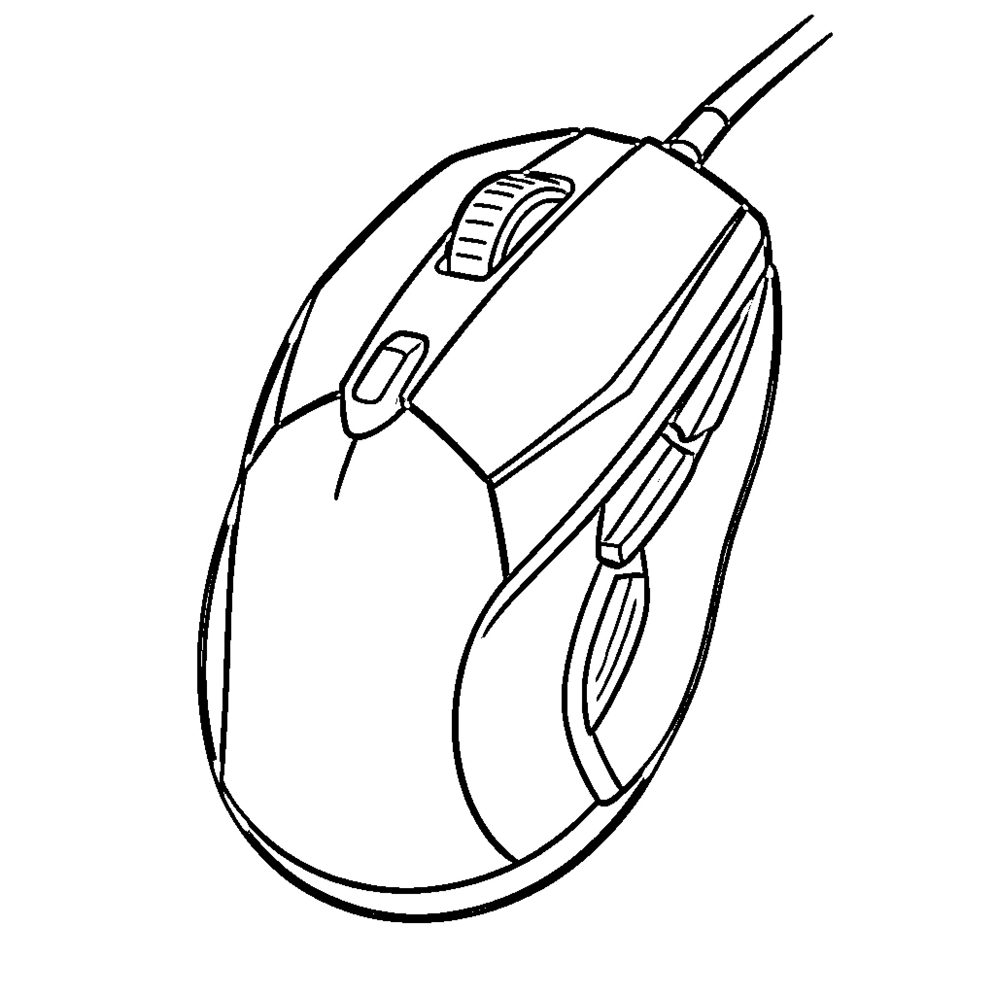 Gamer Rat Wielding Gaming Mouse Coloring Page (free black-and-white line drawing printable PDF for all, from beginners to advanced learners, including children, teens, adults, and seniors)