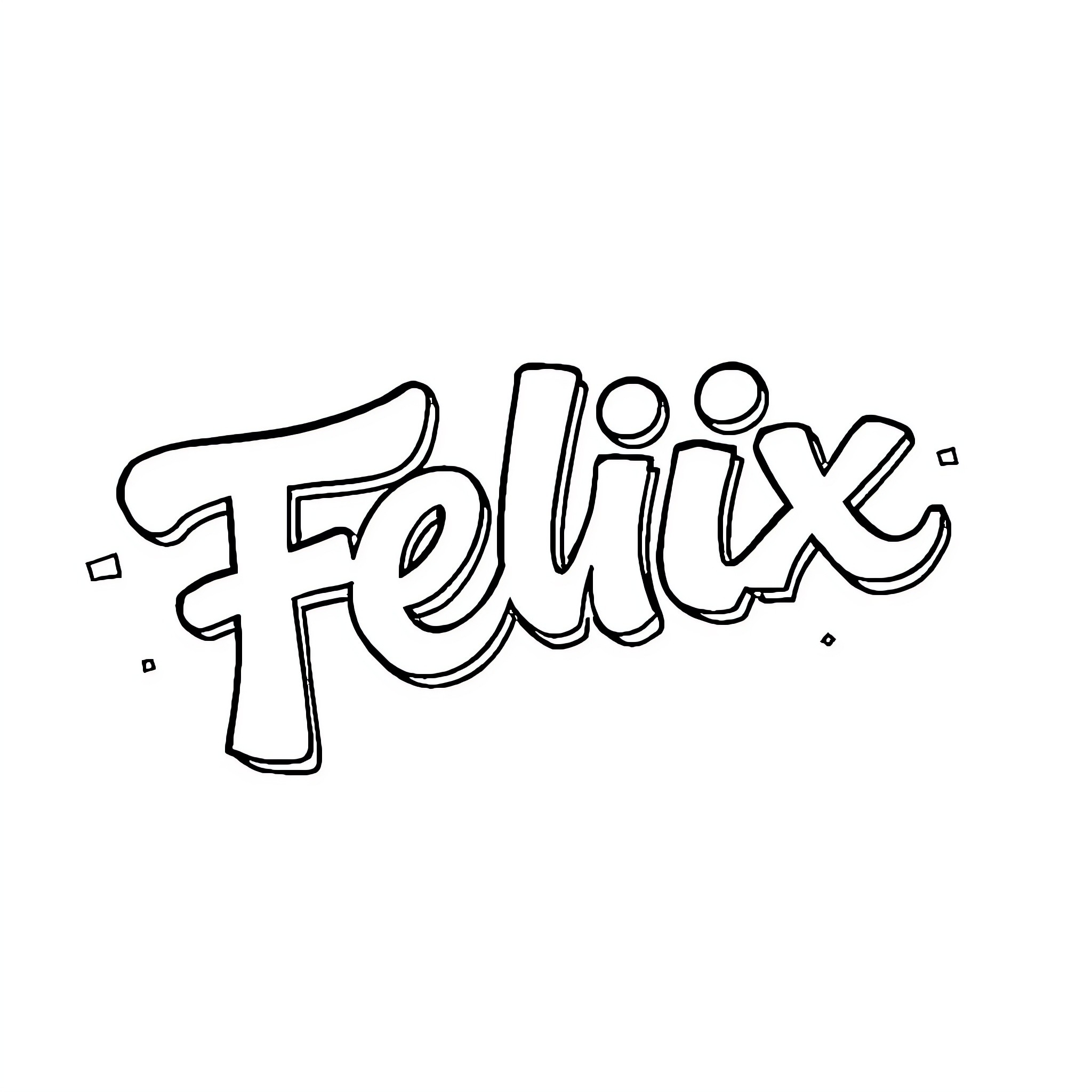 Graffiti artist's stylized name 'Felix' Coloring Page (free black-and-white line drawing printable PDF for all, from beginners to advanced learners, including children, teens, adults, and seniors)