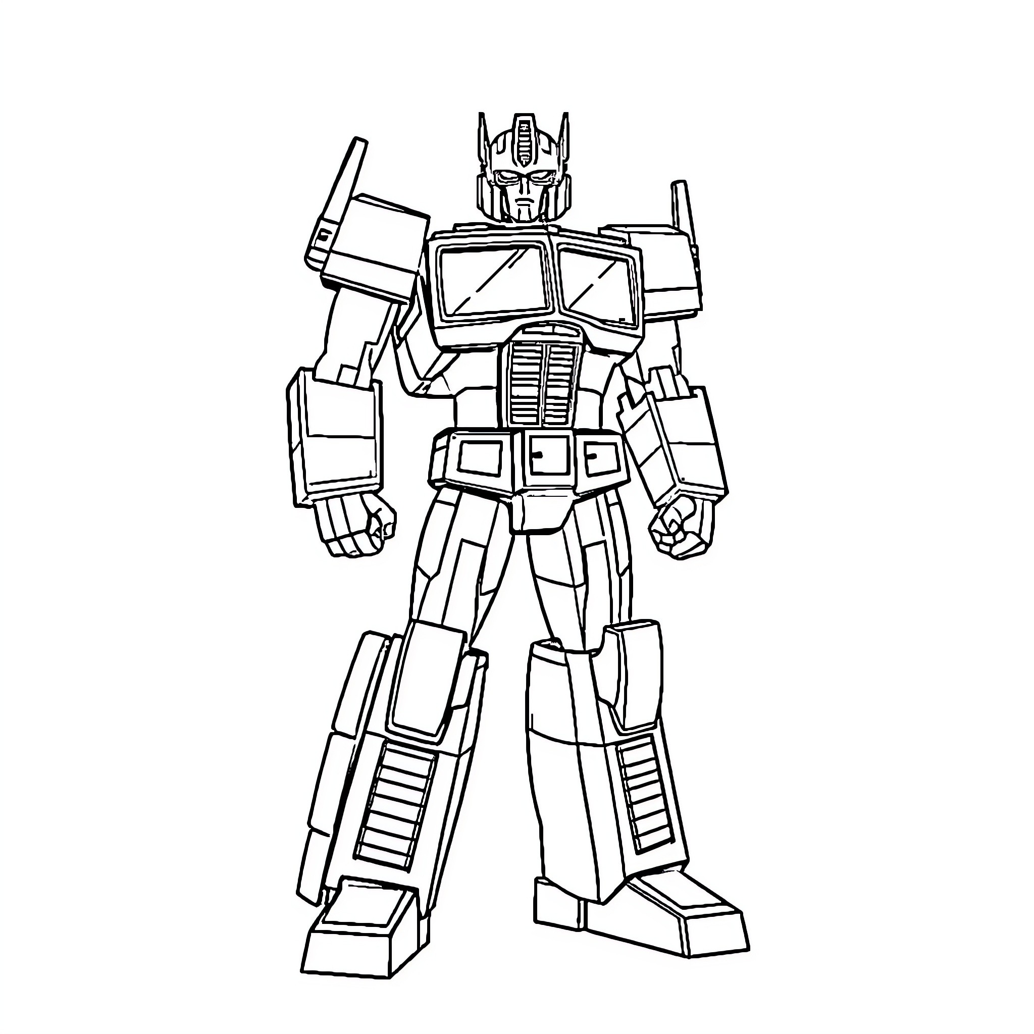 Optimus Prime - Heroic Transformers Leader Coloring Page (free black-and-white line drawing printable PDF for all, from beginners to advanced learners, including children, teens, adults, and seniors)