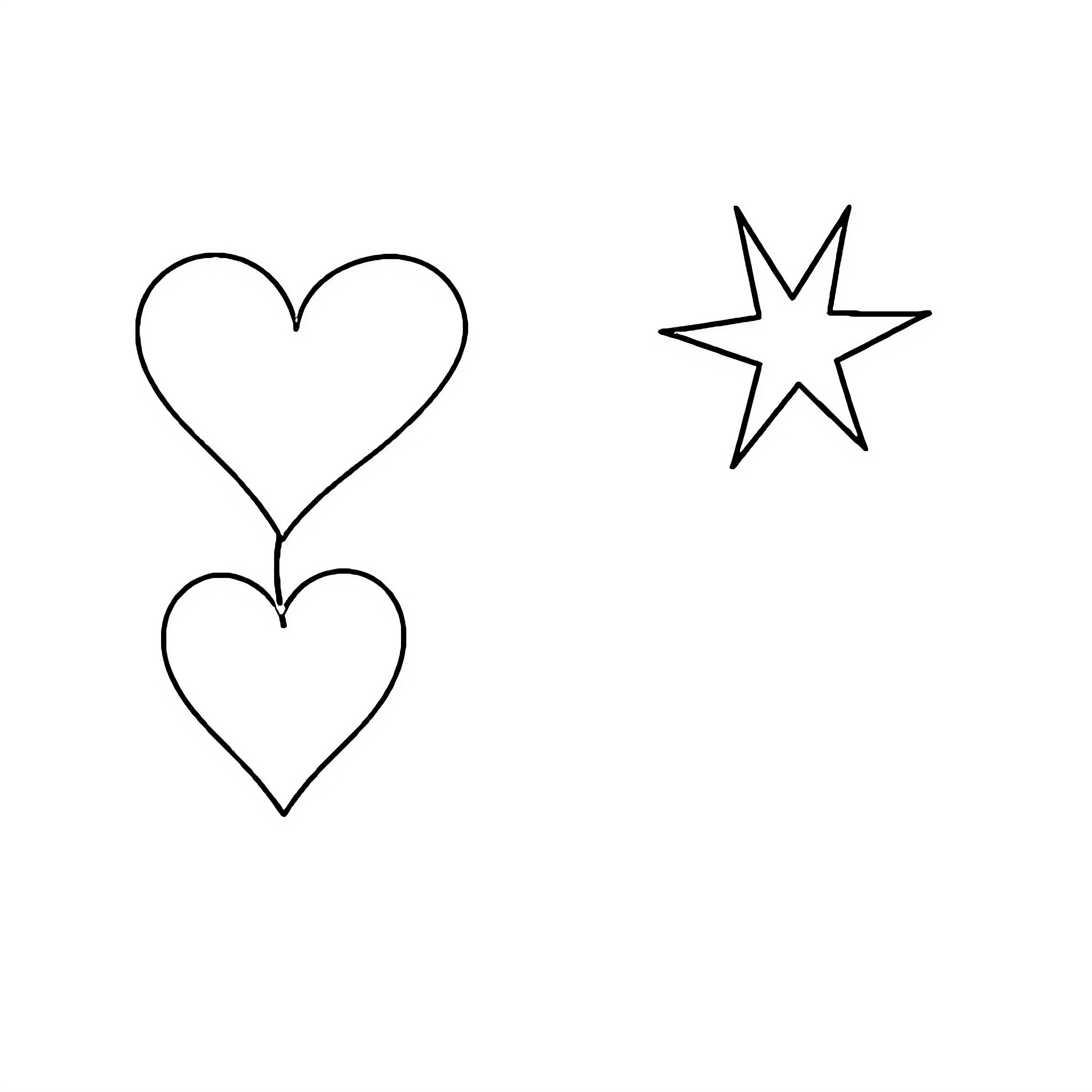 Star and Heart Symbols Coloring Page (free black-and-white line drawing printable PDF for all, from beginners to advanced learners, including children, teens, adults, and seniors)