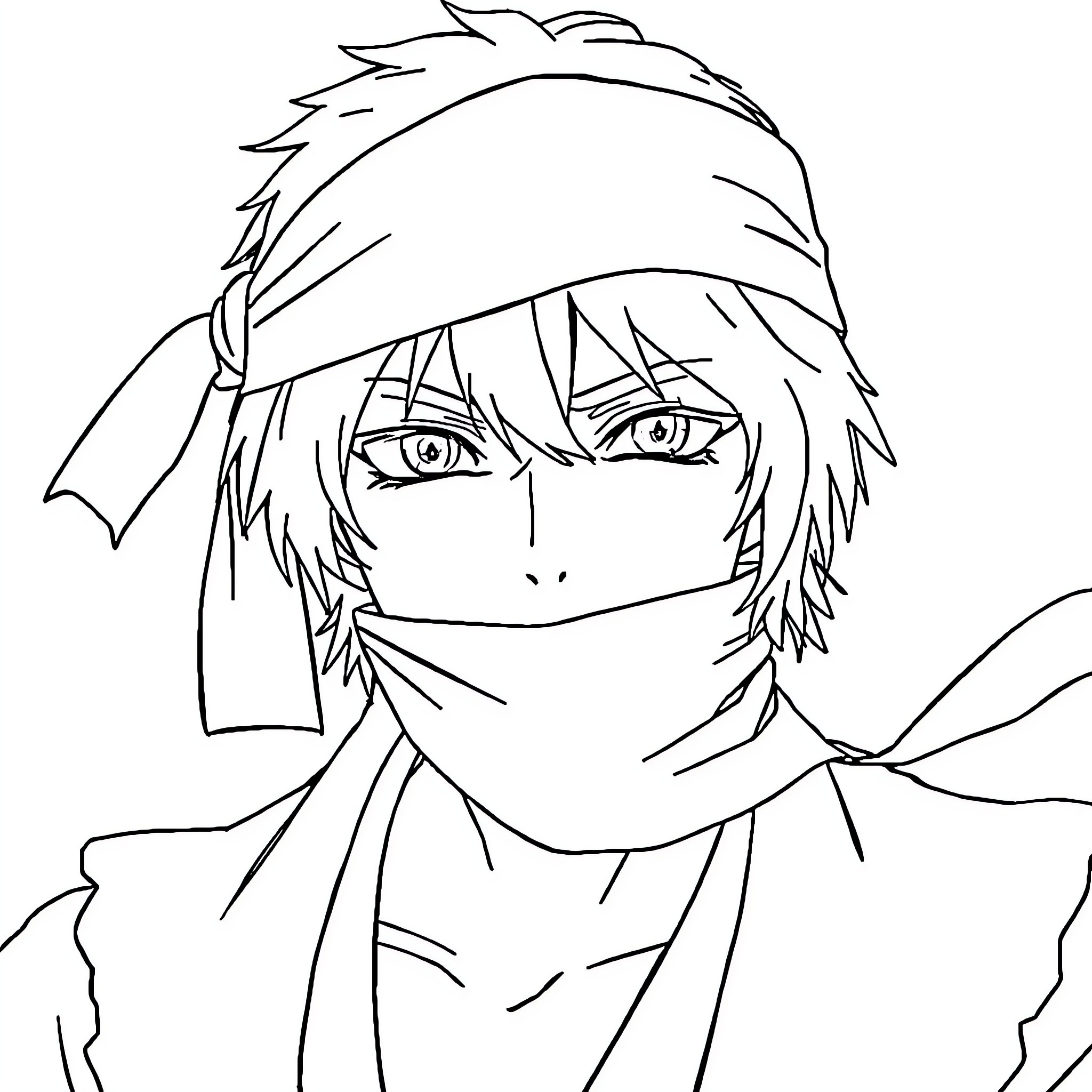 Satoru Gojo in intense combat attire Coloring Page (free black-and-white line drawing printable PDF for all, from beginners to advanced learners, including children, teens, adults, and seniors)