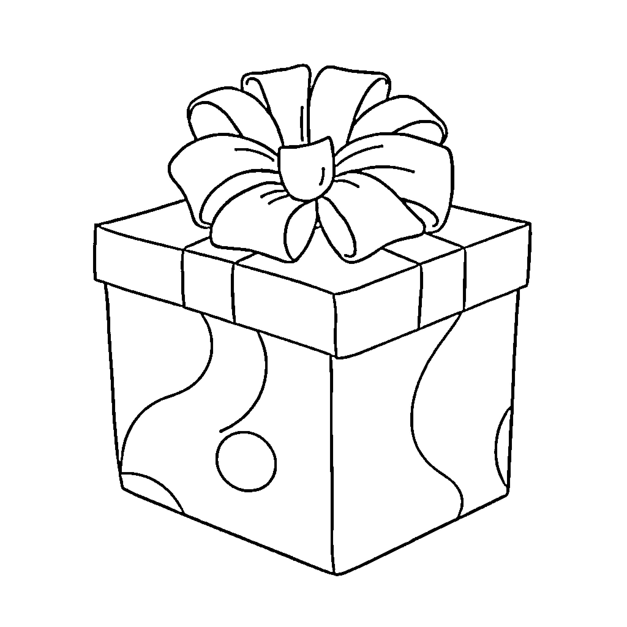 Gift box with decorative bow Coloring Page (free black-and-white line drawing printable PDF for all, from beginners to advanced learners, including children, teens, adults, and seniors)