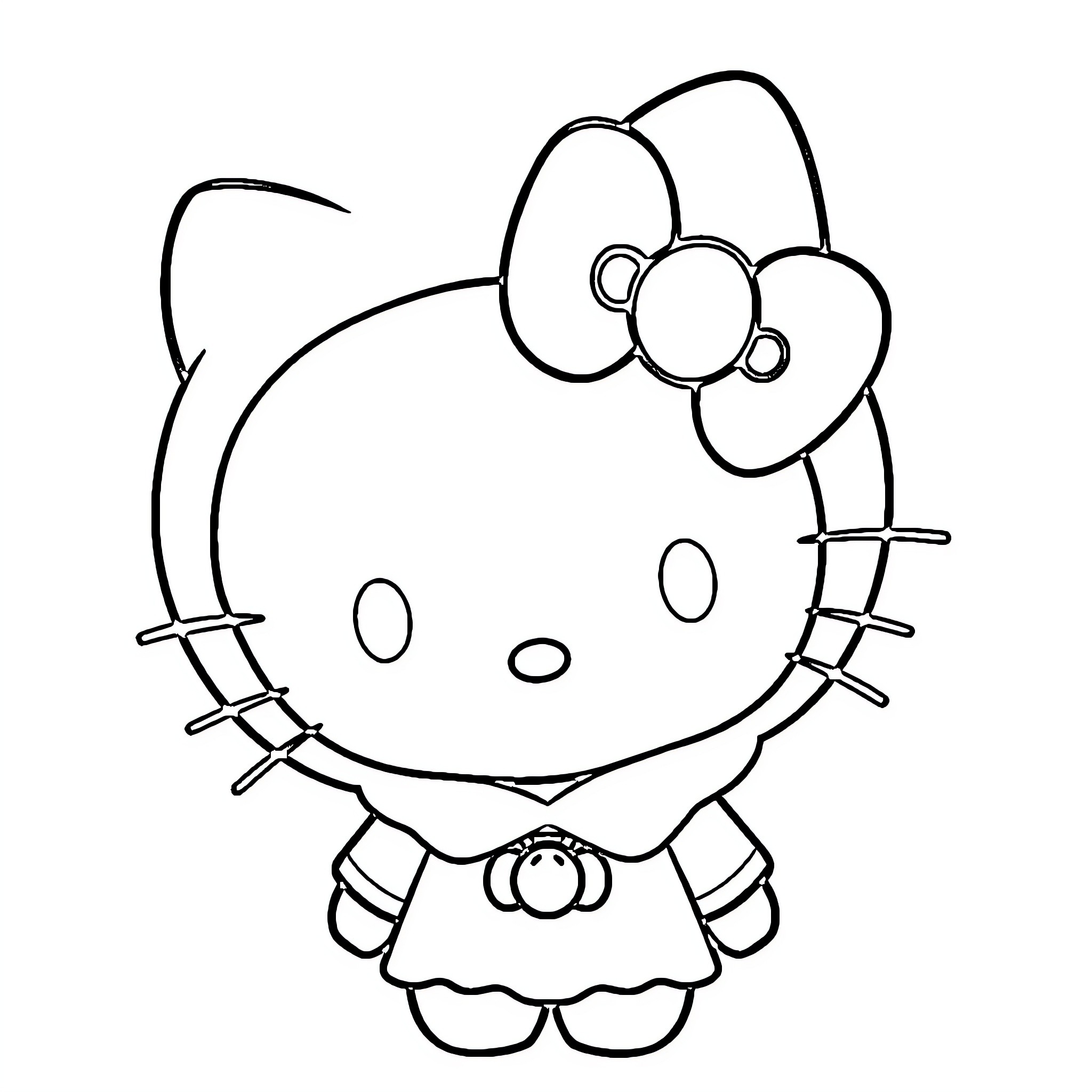 Kuromi's Cheerful Silhouette Coloring Page (free black-and-white line drawing printable PDF for all, from beginners to advanced learners, including children, teens, adults, and seniors)