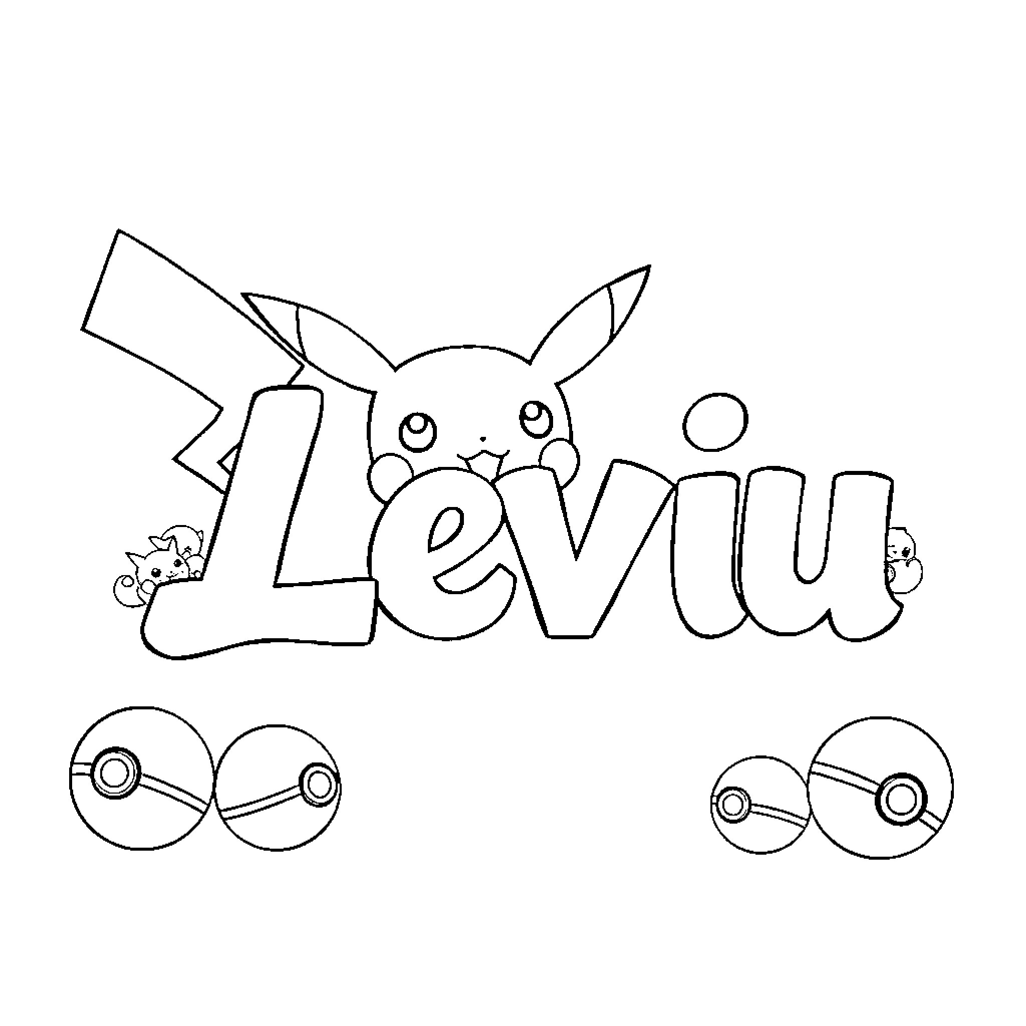Levi's Pokémon-inspired coloring page Coloring Page (free black-and-white line drawing printable PDF for all, from beginners to advanced learners, including children, teens, adults, and seniors)