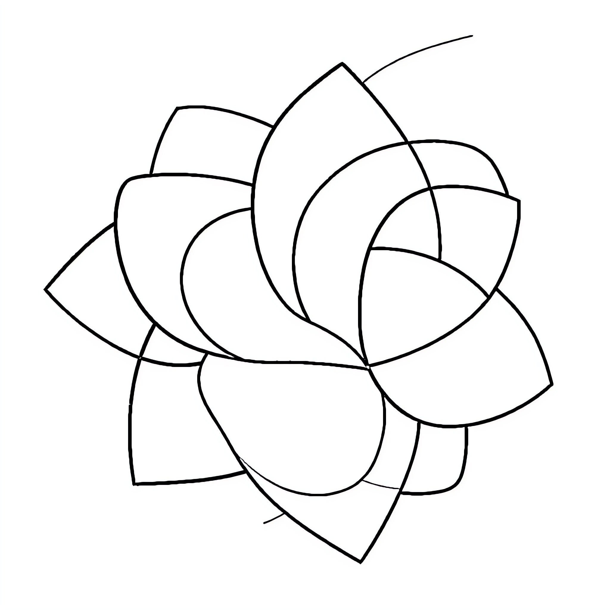 Shape of an abstract flower Coloring Page (free black-and-white line drawing printable PDF for all, from beginners to advanced learners, including children, teens, adults, and seniors)