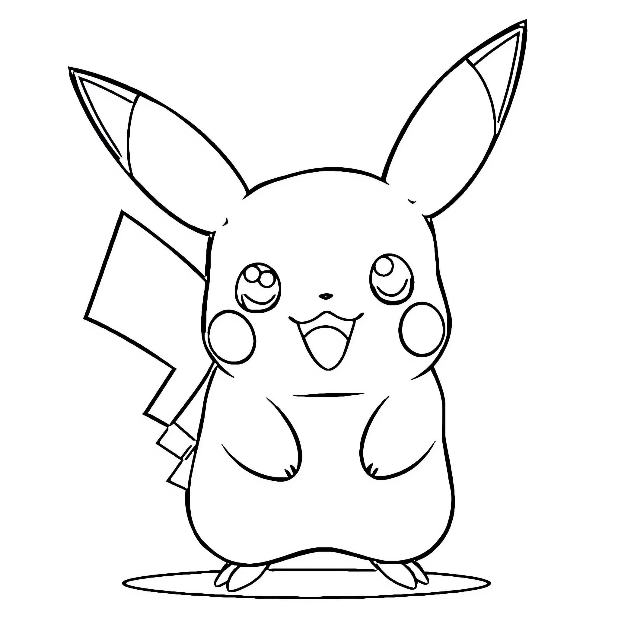 Pikachu making a surprised expression Coloring Page (free black-and-white line drawing printable PDF for all, from beginners to advanced learners, including children, teens, adults, and seniors)