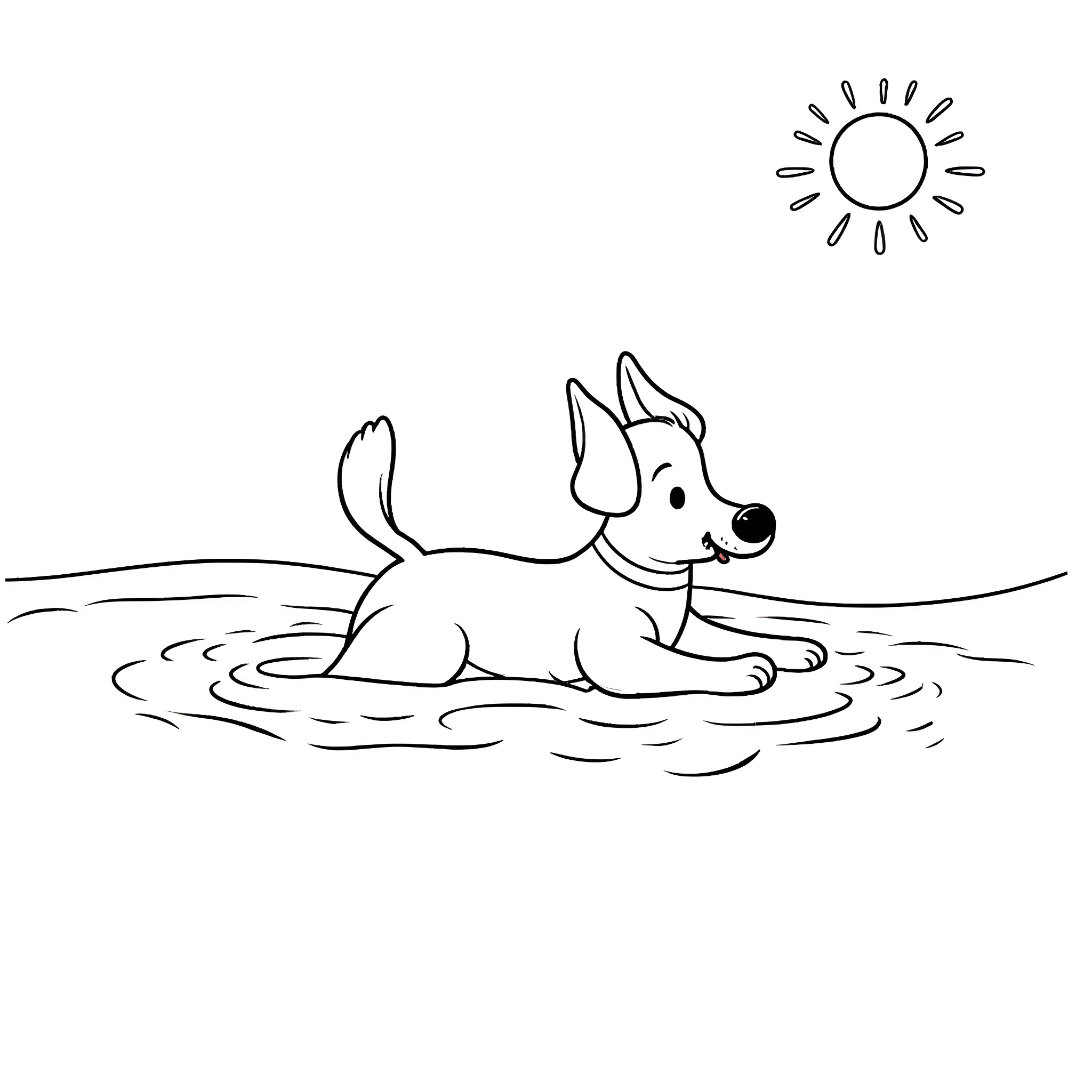 Bluey playing in the sunshine Coloring Page (free black-and-white line drawing printable PDF for all, from beginners to advanced learners, including children, teens, adults, and seniors)