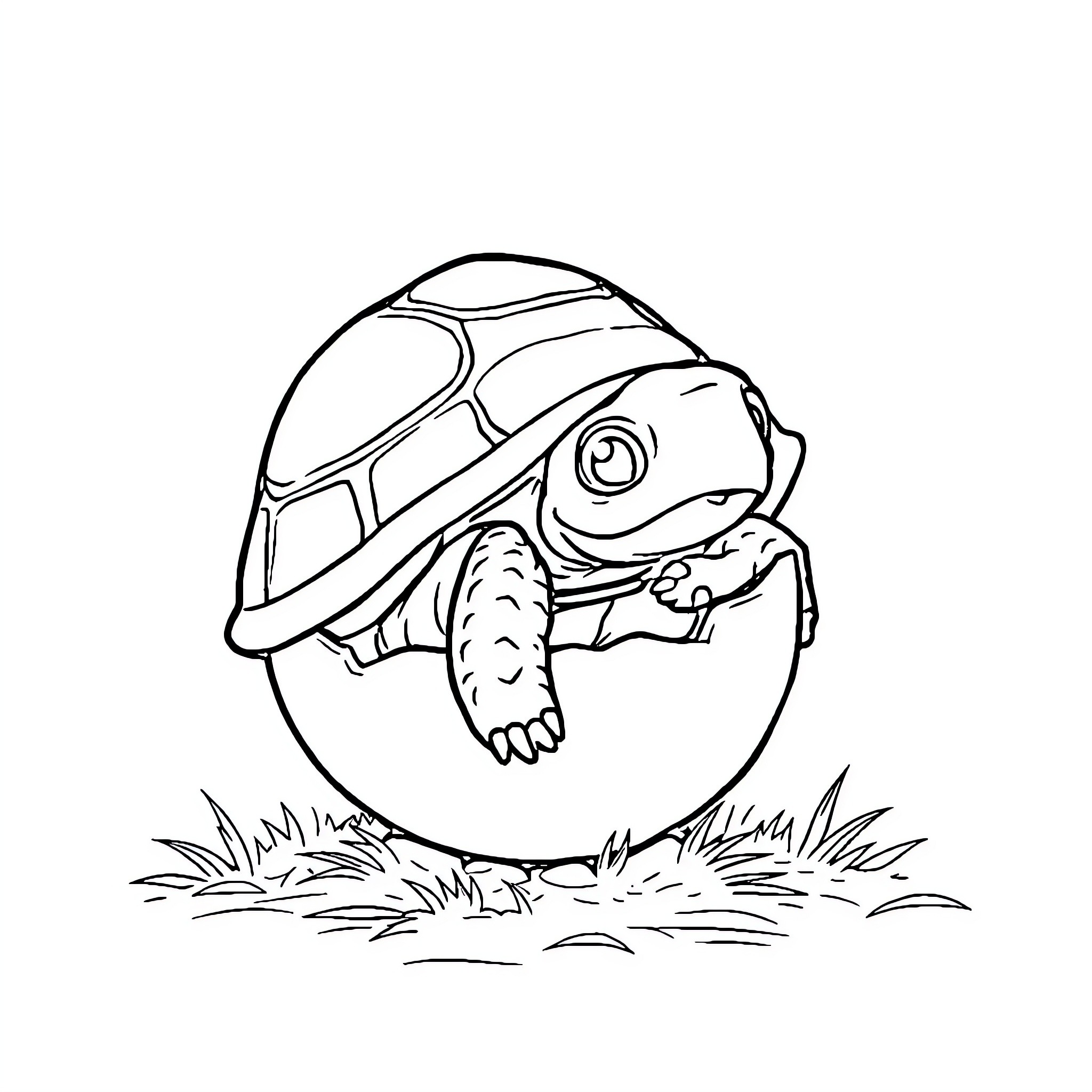 Tortoise exploring the grassy terrain Coloring Page (free black-and-white line drawing printable PDF for all, from beginners to advanced learners, including children, teens, adults, and seniors)