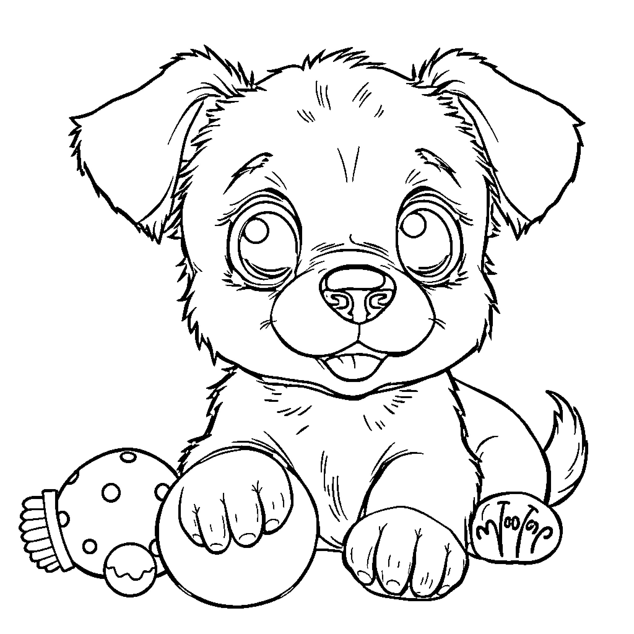Bluey the Adorable Puppy in Playful Pose Coloring Page (free black-and-white line drawing printable PDF for all, from beginners to advanced learners, including children, teens, adults, and seniors)