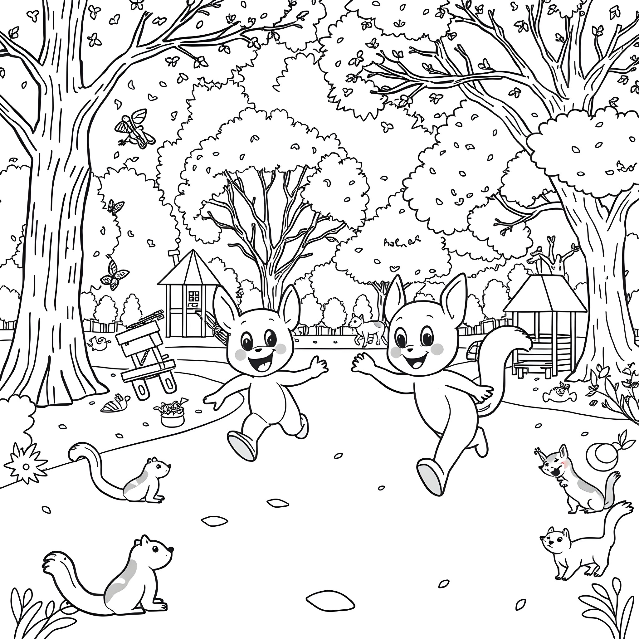 Bluey's Fun Outdoor Adventure Coloring Page (free black-and-white line drawing printable PDF for all, from beginners to advanced learners, including children, teens, adults, and seniors)