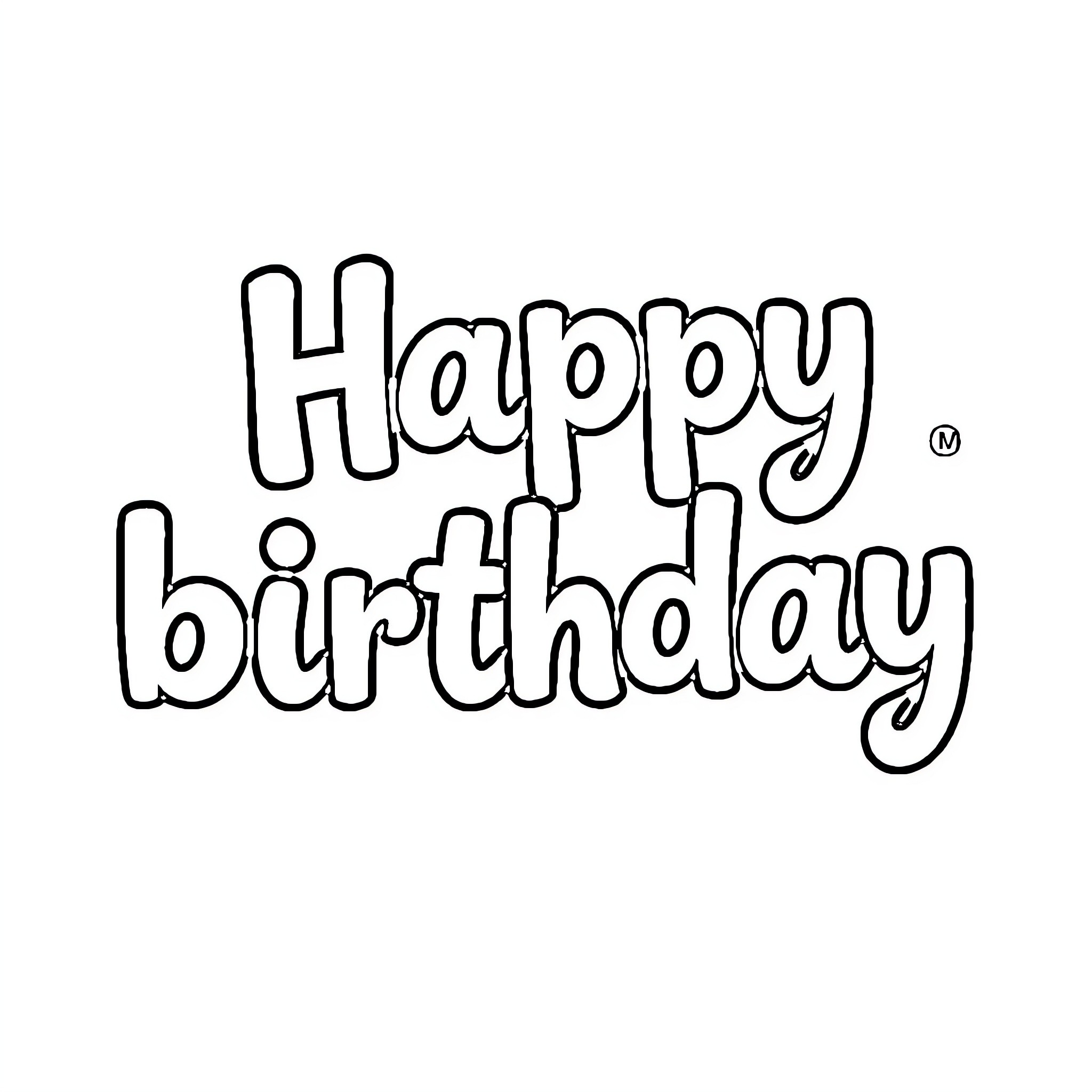 Birthday Celebration with Happy Message Coloring Page (free black-and-white line drawing printable PDF for all, from beginners to advanced learners, including children, teens, adults, and seniors)