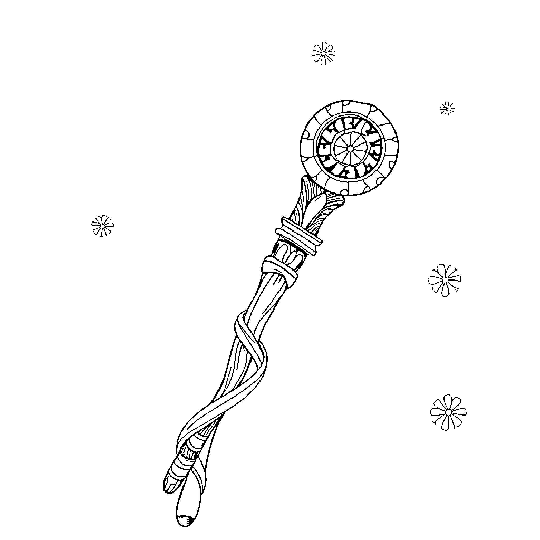 Bo's Enchanted Wand in Snowy Wonderland Coloring Page (free black-and-white line drawing printable PDF for all, from beginners to advanced learners, including children, teens, adults, and seniors)