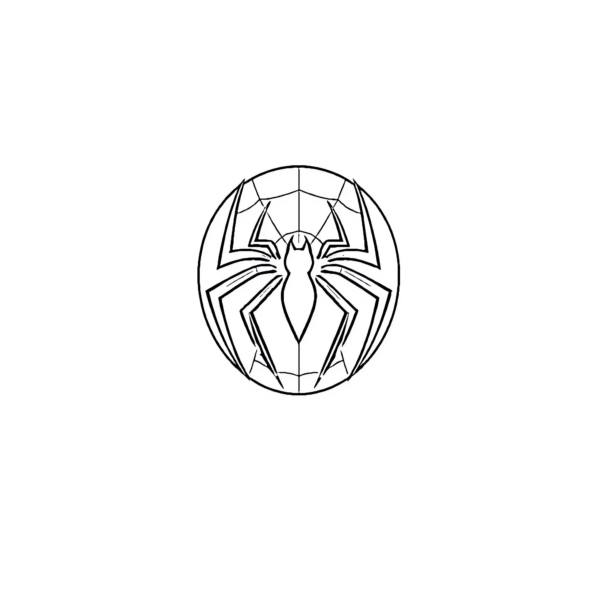 Spiderman emblem design in black and white Coloring Page (free black-and-white line drawing printable PDF for all, from beginners to advanced learners, including children, teens, adults, and seniors)