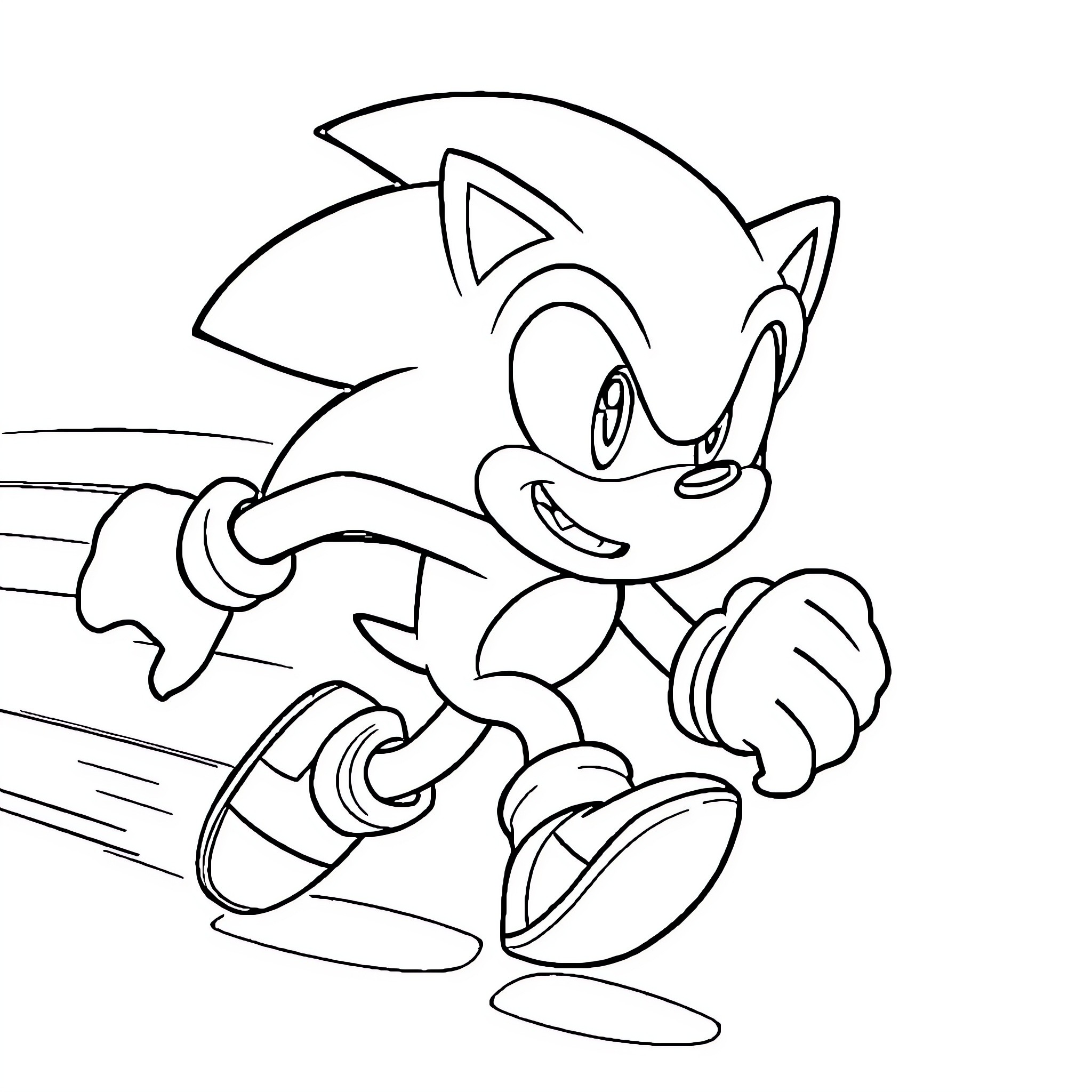 Sonic the Hedgehog running swiftly Coloring Page (free black-and-white line drawing printable PDF for all, from beginners to advanced learners, including children, teens, adults, and seniors)